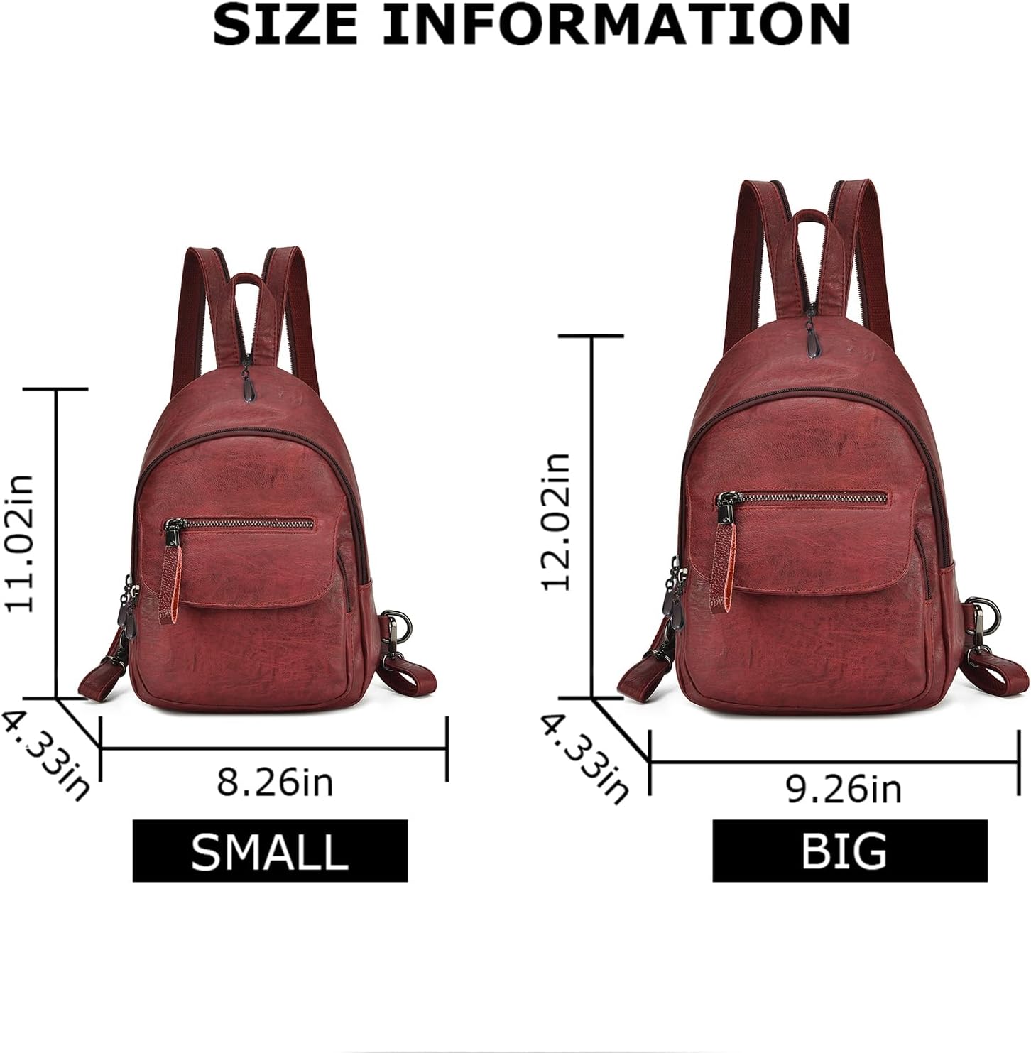 Small Backpack Purse for Women Fashion PU Leather Backpack Convertible Ladies Sling Bag - Image 3
