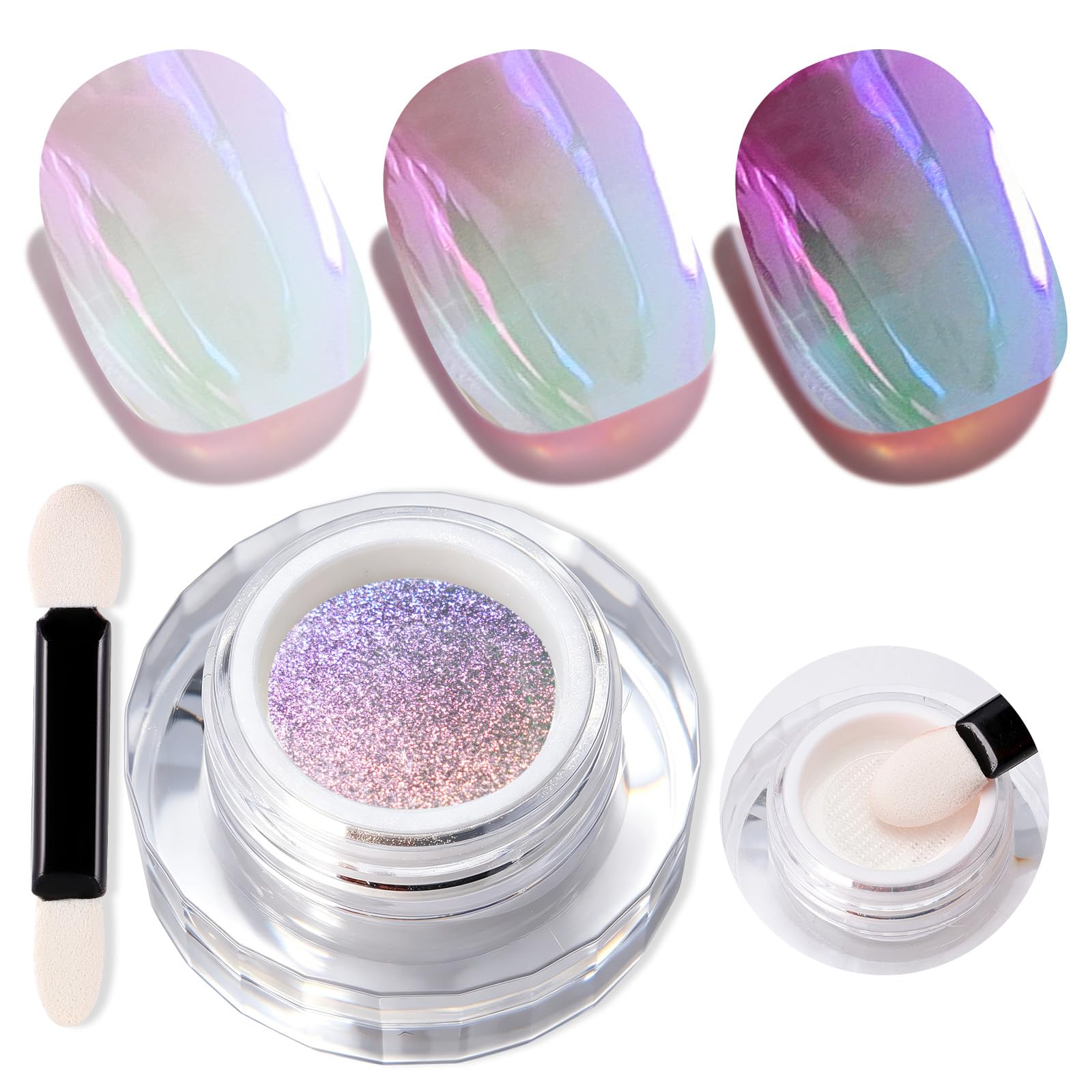 Poduszka Aurora chromowany proszek do paznokci, holograficzny chrom i laserowy proszek do paznokci, jednorożec, brokat, metaliczny efekt lustra, perłowy lód syrenka pigment do zdobienia