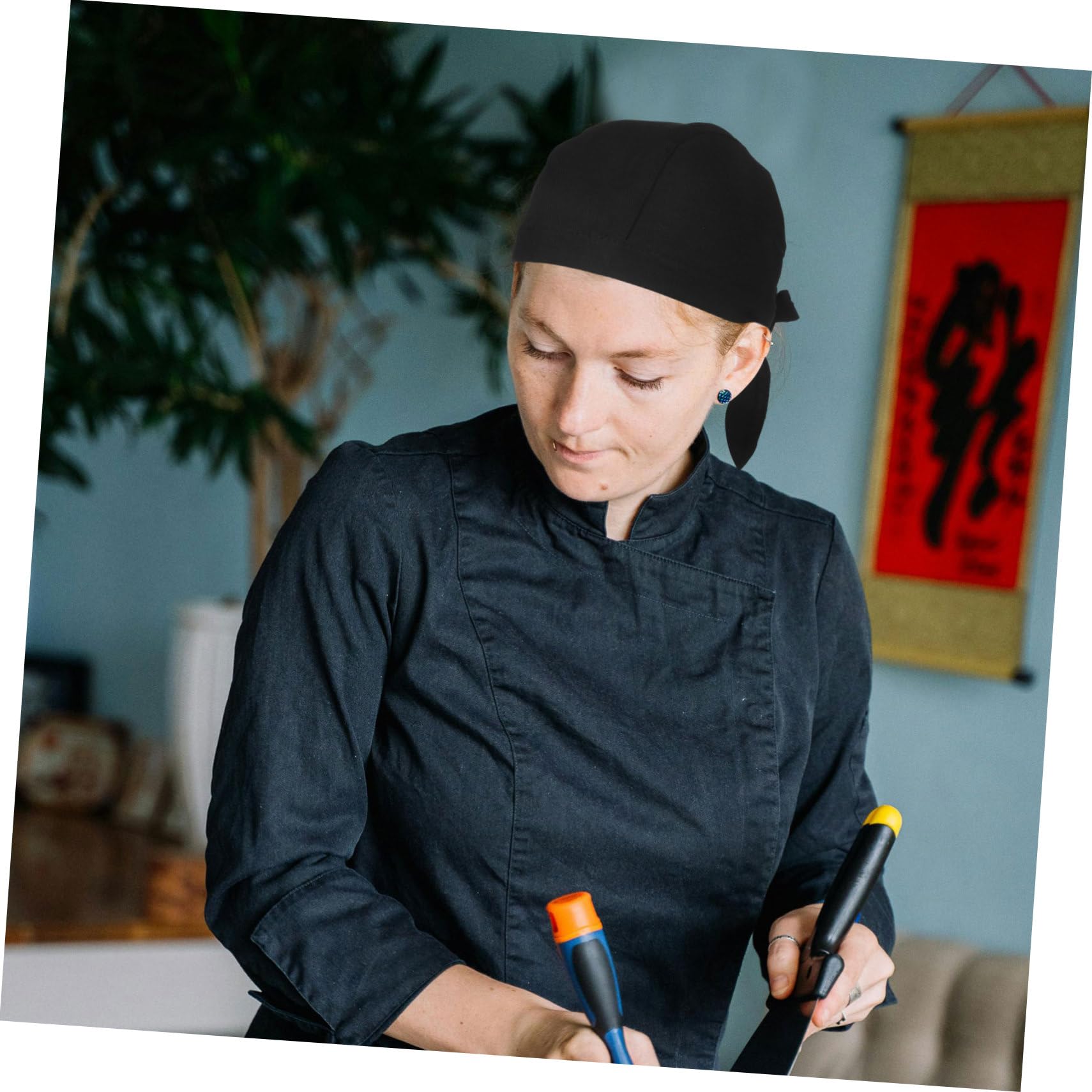 Beaupretty Cappello da Cucina Nero in Cotone 6 Pezzi per Chef Ristorante | Stile Semplice e Classico, Adatto a Sala Pranzo e Servizio, Vestibilità Aderente al Capo