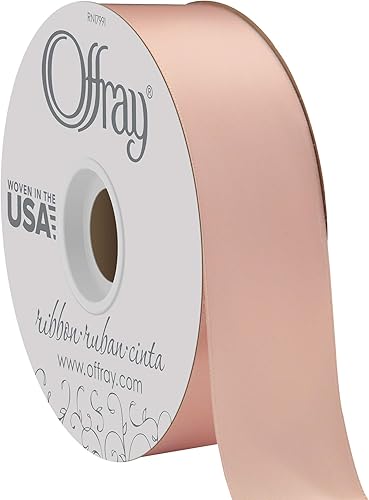 Berwick Offray Cinta de satén de doble cara de 1.5in de ancho, rosa melocotón pálido, 50 yardas