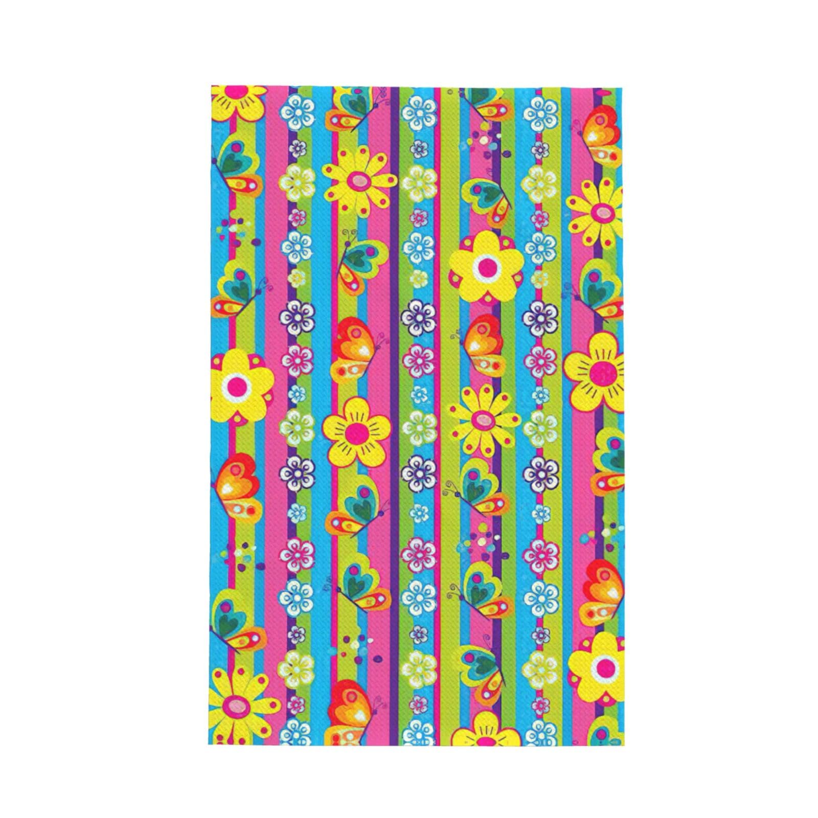 XXahnbm Flowers And Butterflies Print Waffle Kitchen Towel,Absorbent Hand Towel