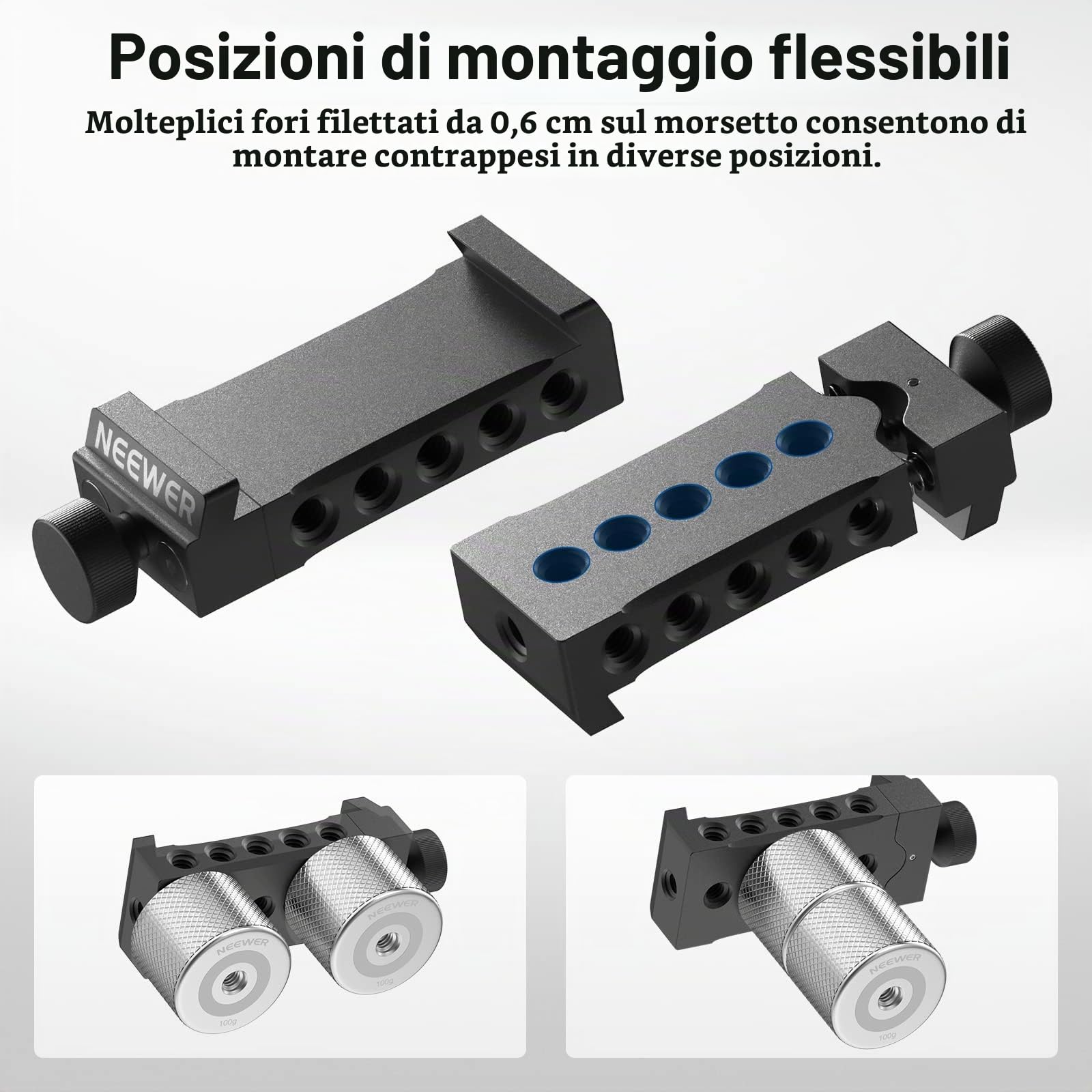 NEEWER Kit Contrappesi Gimbal e Morsetto, Compatibile con DJI Ronin RS4 Pro RS4 RS3 Pro RS3 RS2 RSC2 ZHIYUN Crane 2S 3S Weebill S Moza Air 2 AirCross 2 per il Bilanciamento di Obiettivi Lunghi, GA001