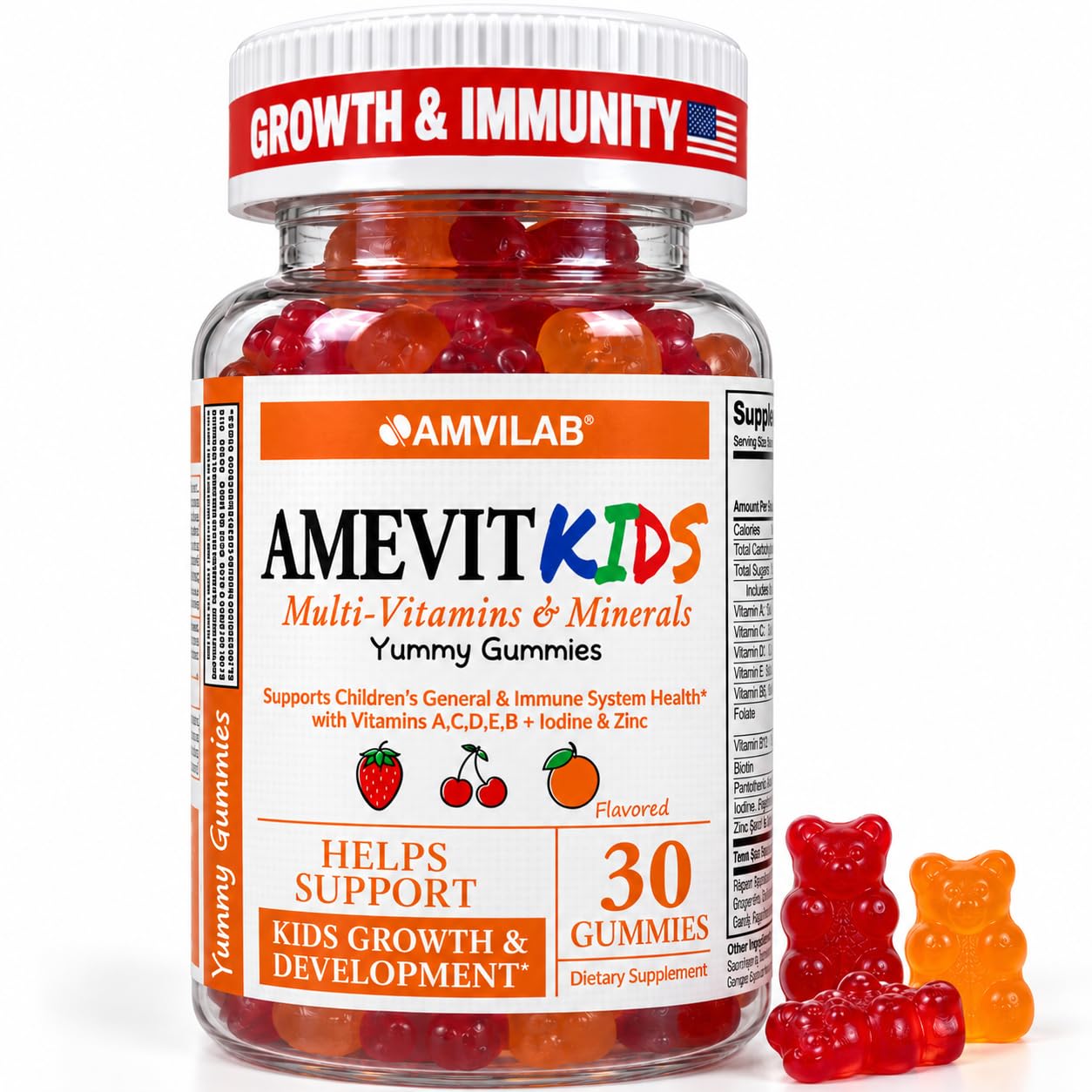 Amevit Kids Multivitamin Gummies, 30 Count Kids Vitamins, Age 2+