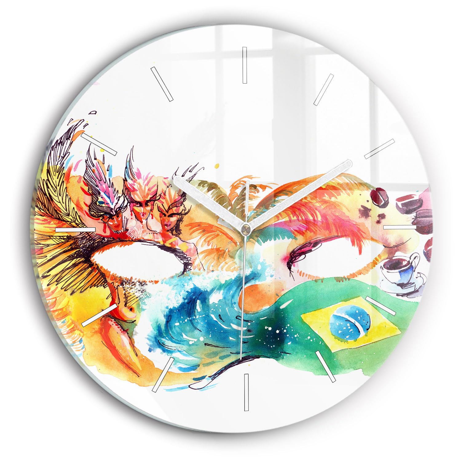 Horloge en verre silencieuse Wallfluent 30 cm style moderne Brésil