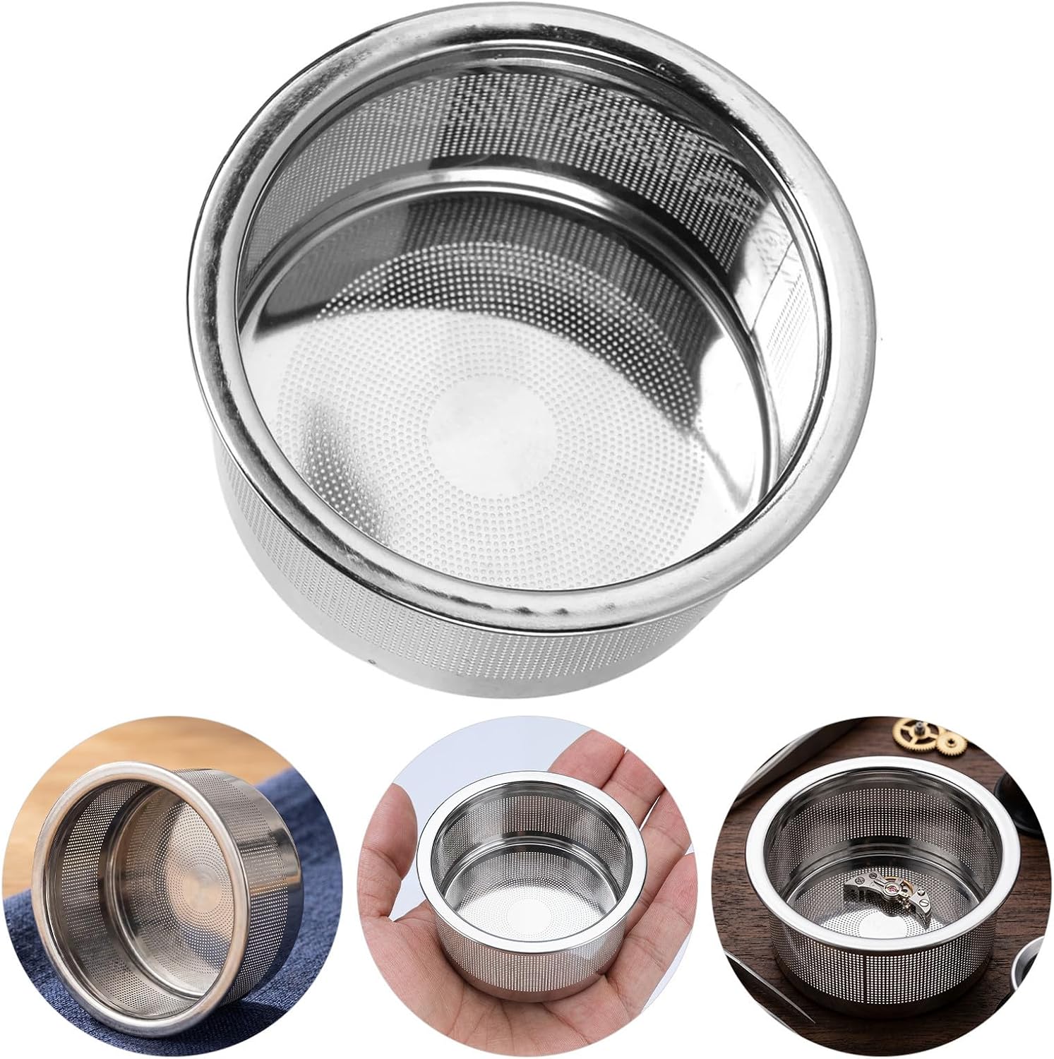 Angoily Stainless Steel Watch Cleaning Basket and Parts Washer with Fine Mesh Multipurpose Parts Holder with Burrfree Edges 7cm Diameter for Watch Dials and Jewelry Components