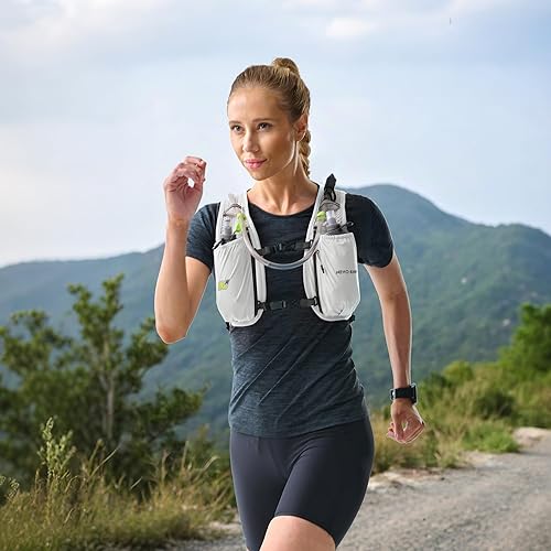 Vista 6 de N NEVO RHINO Chaleco para correr, chaleco de hidratación de 5.5 L con vejiga de agua de 1.5 L, mochila de hidratación ligera para senderismo