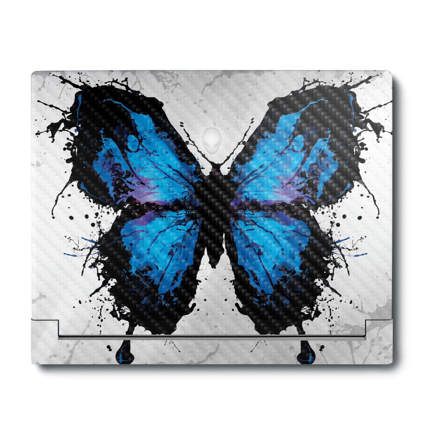 MightySkins Carbon Fiber Skin Compatible with Alienware X16 R1 (2023) Full Wrap Kit - Butterfly Splash | Protective, Durable Textured Carbon Fiber Finish | Easy to Apply | Made in The USA