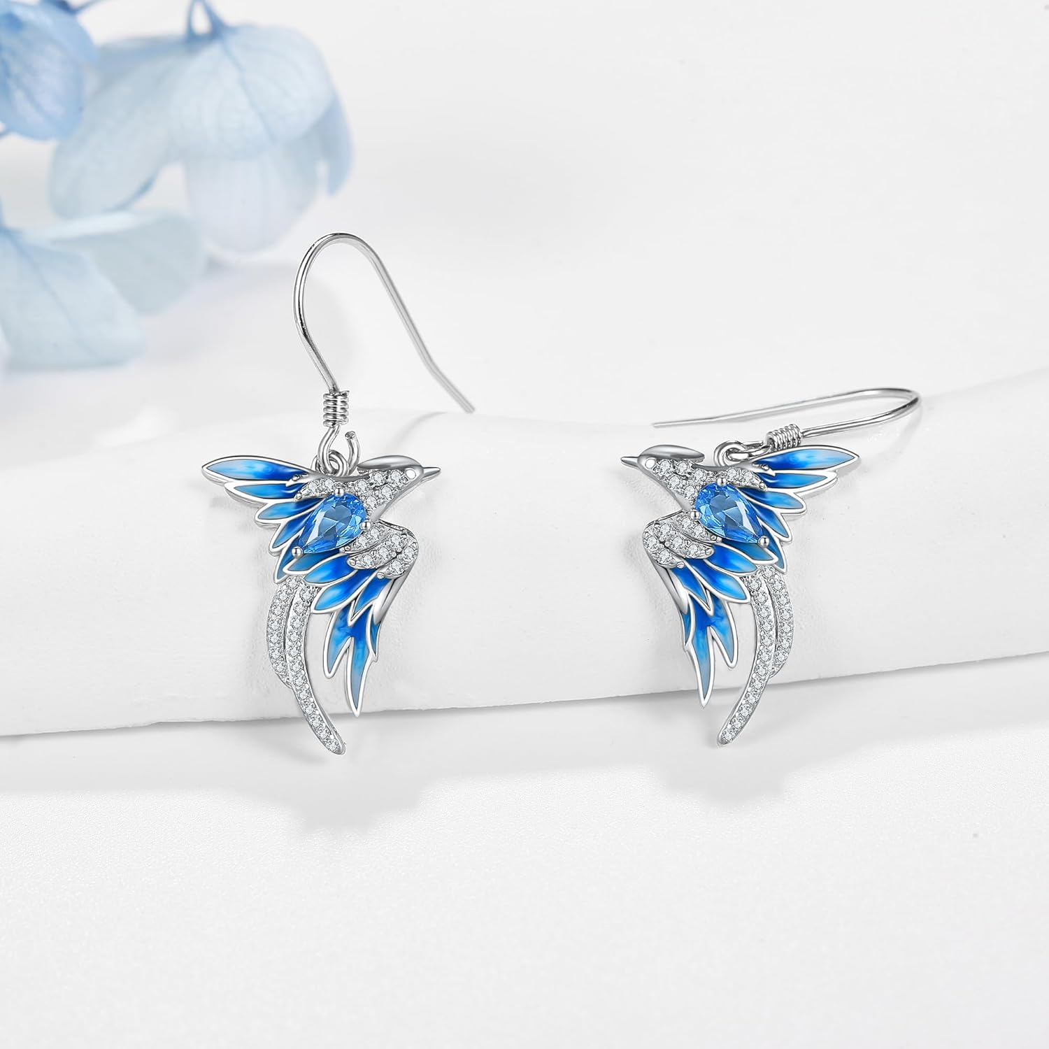 Phoenix Earrings Sterling Silver Phoenix Enamel Dangle Drop Earrings Phoenix Jewelry for Women Gifts - Image 3