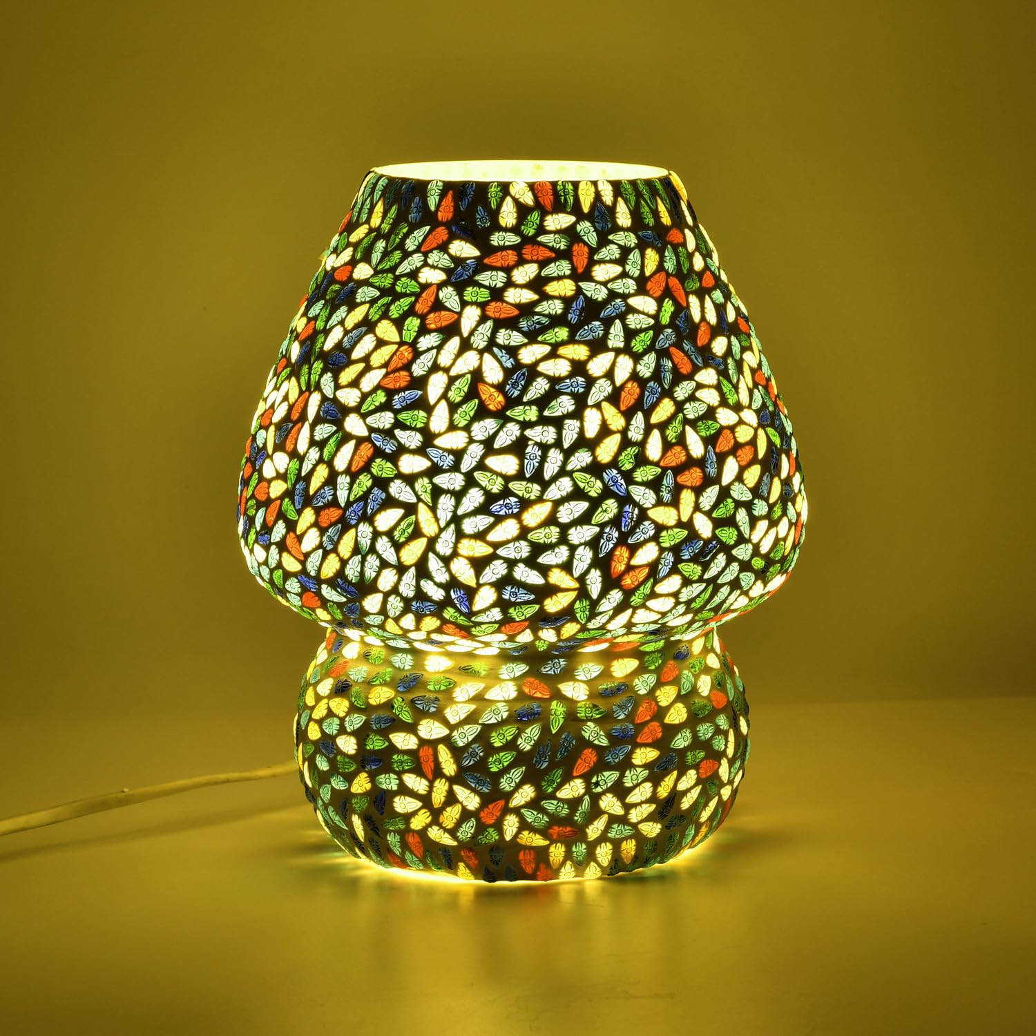 Marrakesch dekoracyjna lampa stołowa w stylu boho lampka nocna 23 cm | dekoracyjna lampa stołowa E27 do salonu, sypialni i pokoju dziecięcego | nowoczesna lampa stołowa Aubina -4 - z mozaiki, oprawka