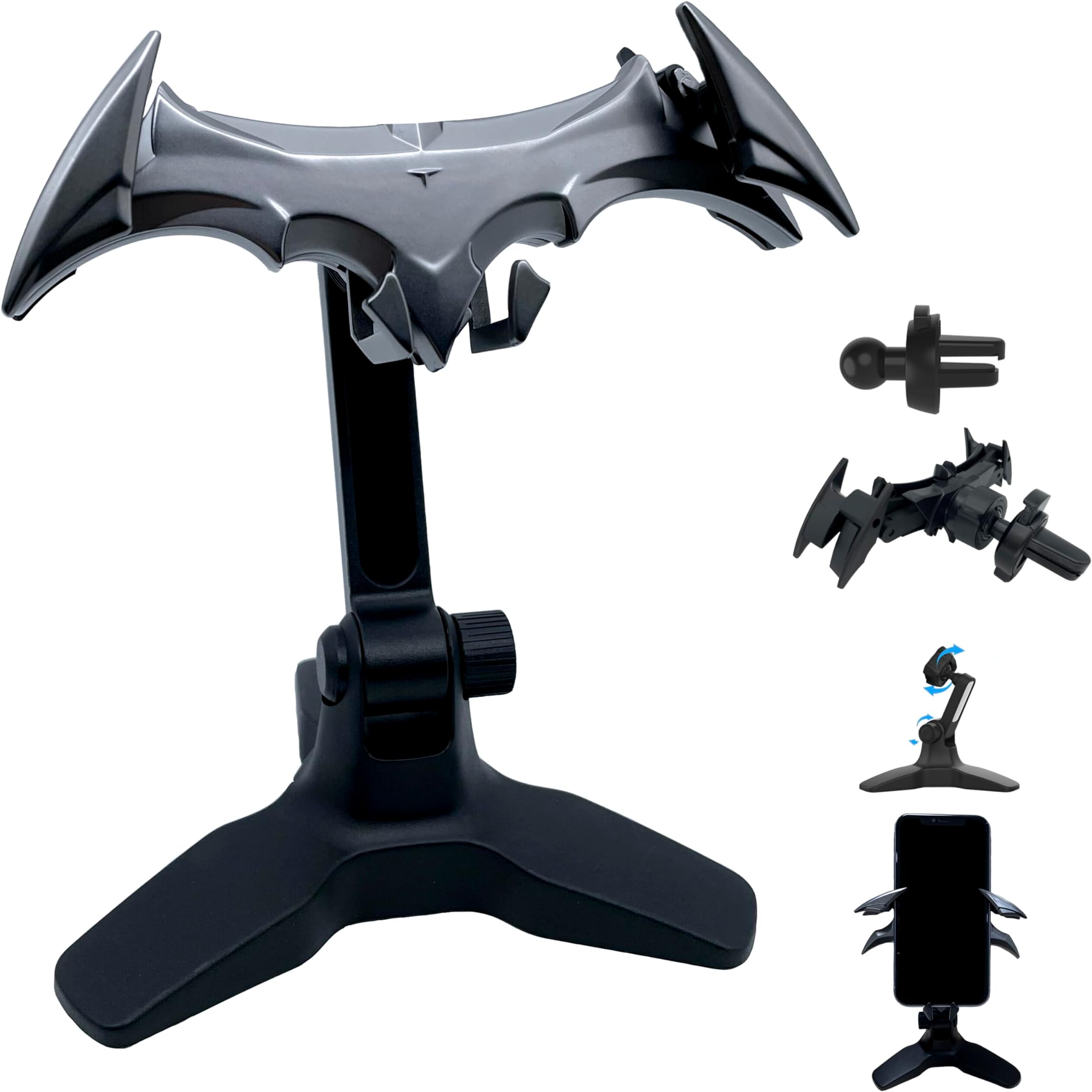 LIVIN Bat Phone Stands Holder for Desk, Cell Phone Mount for Man, Car Accessories for Him Decorations Collectibles for Room,Gravity Automatic Locking Hands Free Compatible with All Phone