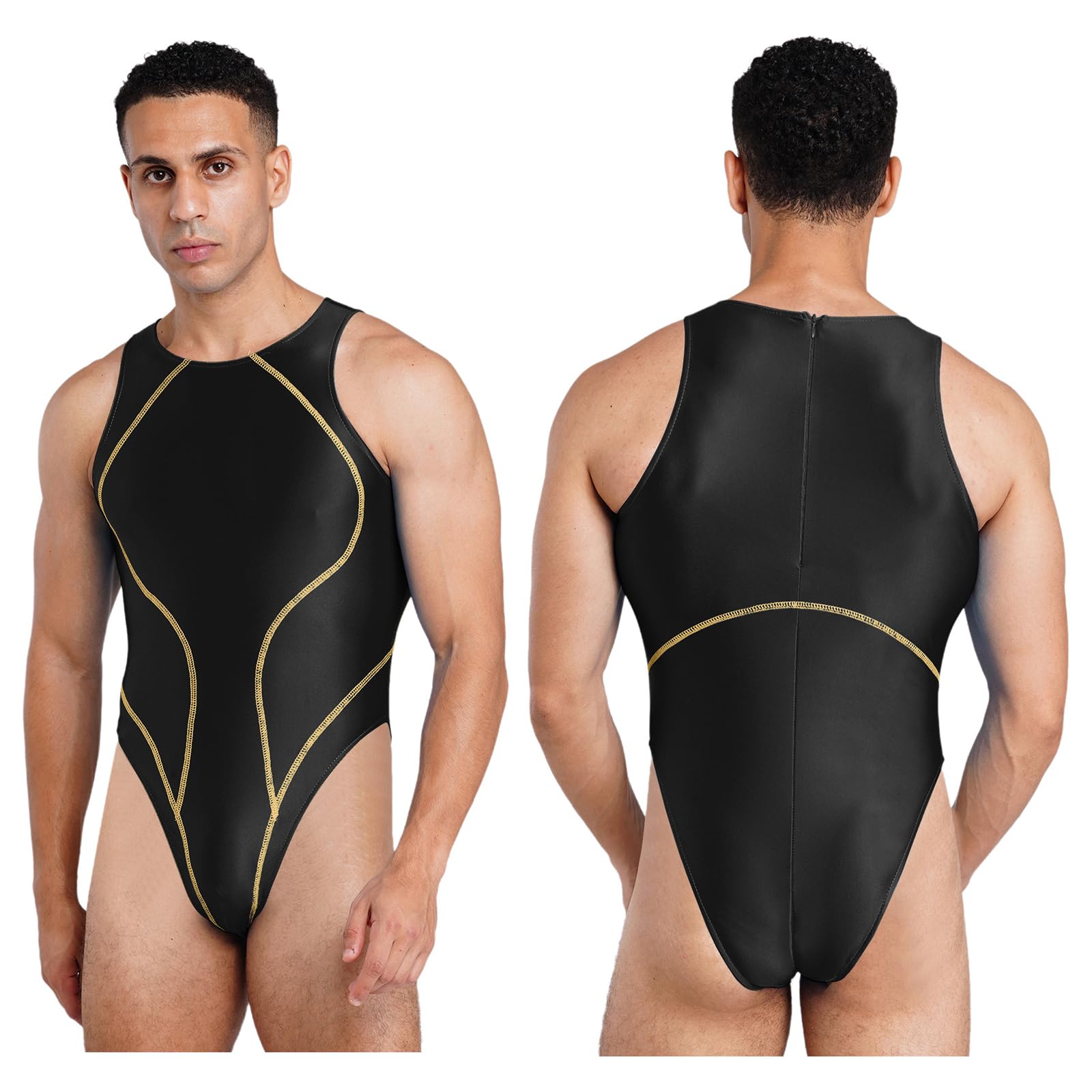 Body de corte alto para hombre y mujer con tejido elastico liso para piscina y carnaval 6