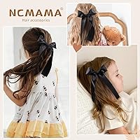 Vista 5 de 2 piezas de lazos largos de cinta para el pelo con clip para niñas, lazos de seda con cinta para el pelo, accesorios para el cabello para bebés