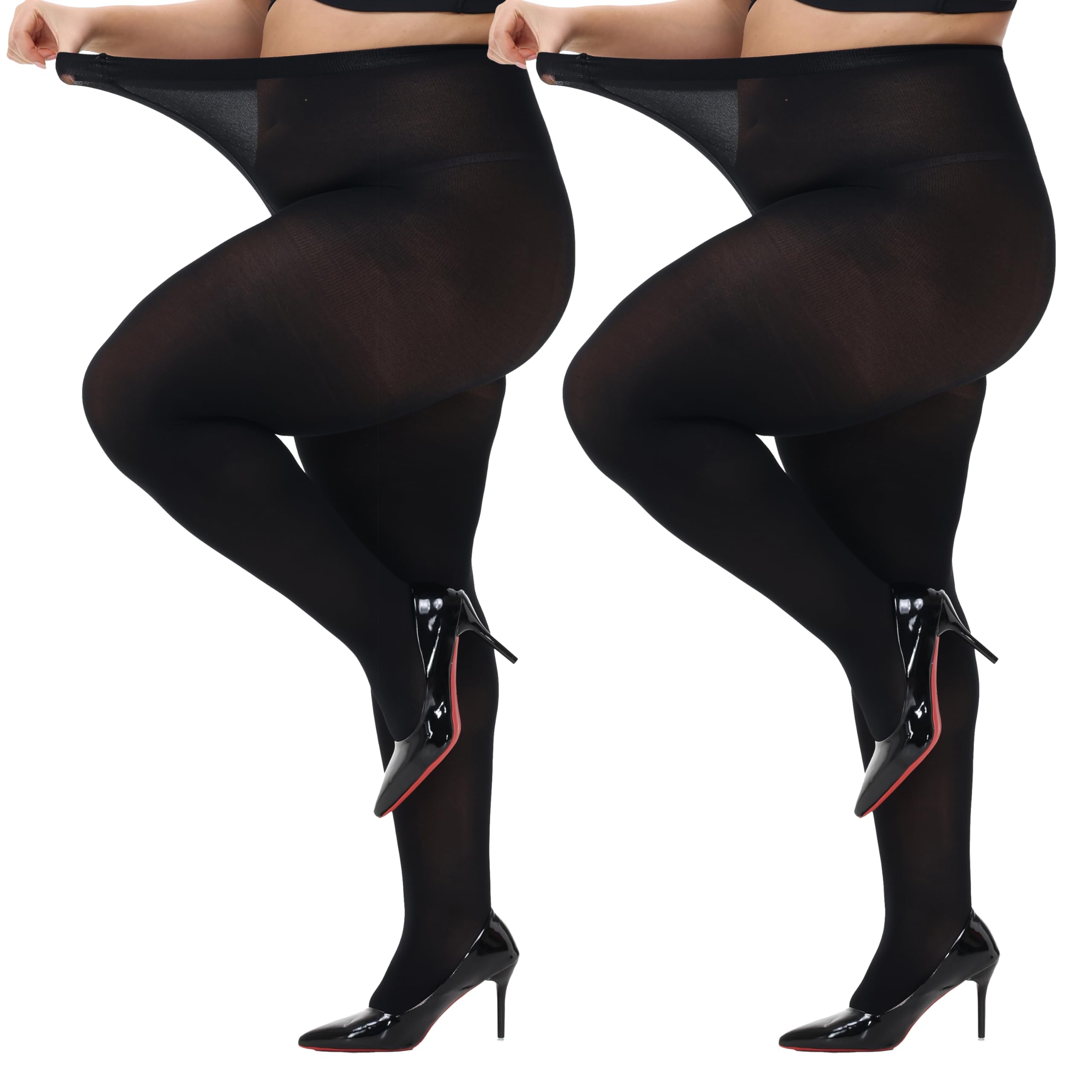 HeyUU Damskie rajstopy plus rozmiary wysoka talia półprzezroczyste XL-4XL