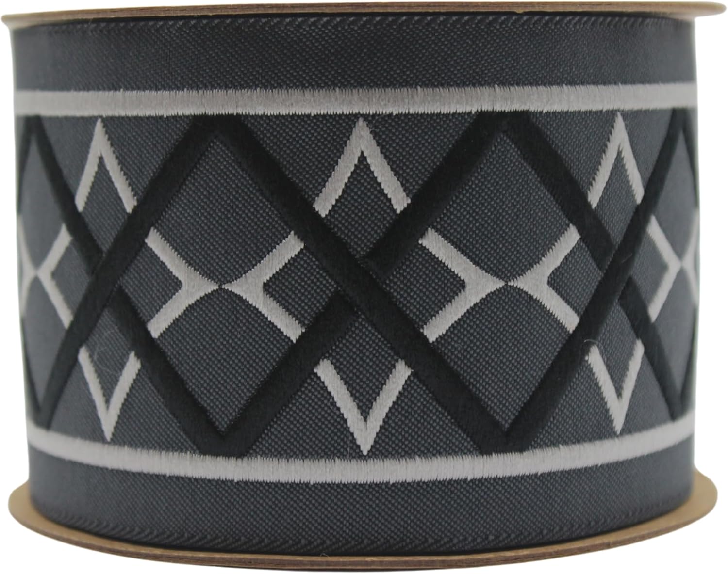 3.8 Yard Spool 2.67 inches Dark Gray and Black Geometric Embroidered Drapery Trim Jacquard Ribbon for Your Drapes Curtains Drapery Banding Trim Tape V7 183