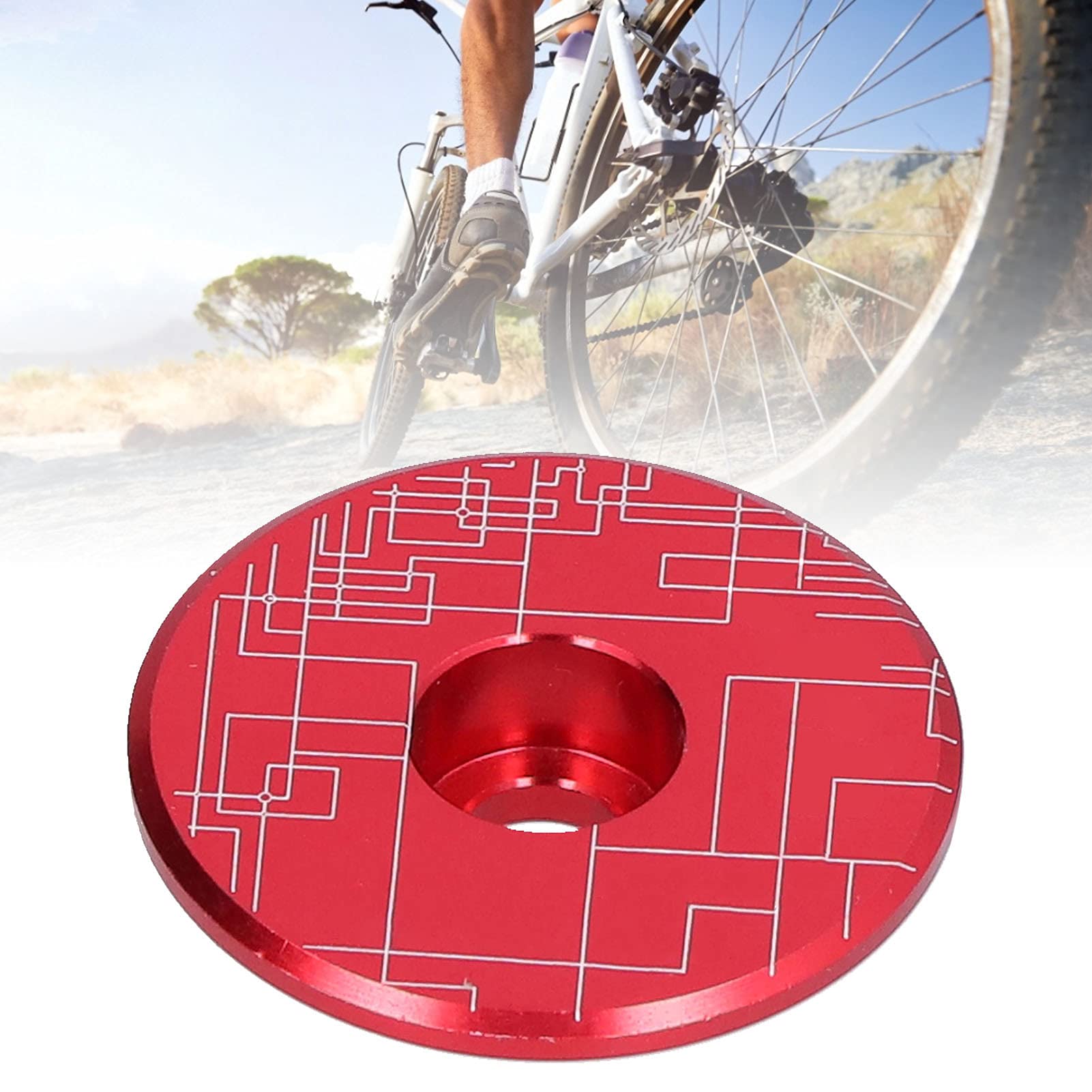 Fahrrad Vorbaukappe, Mountainbike Headset Top Cover Rennrad Aluminiumlegierung Vordergabel Vorbau Top Cap für die Meisten Fahrräder, Rennrad, MTB Fahrrad(rot) Sport & Freizeit