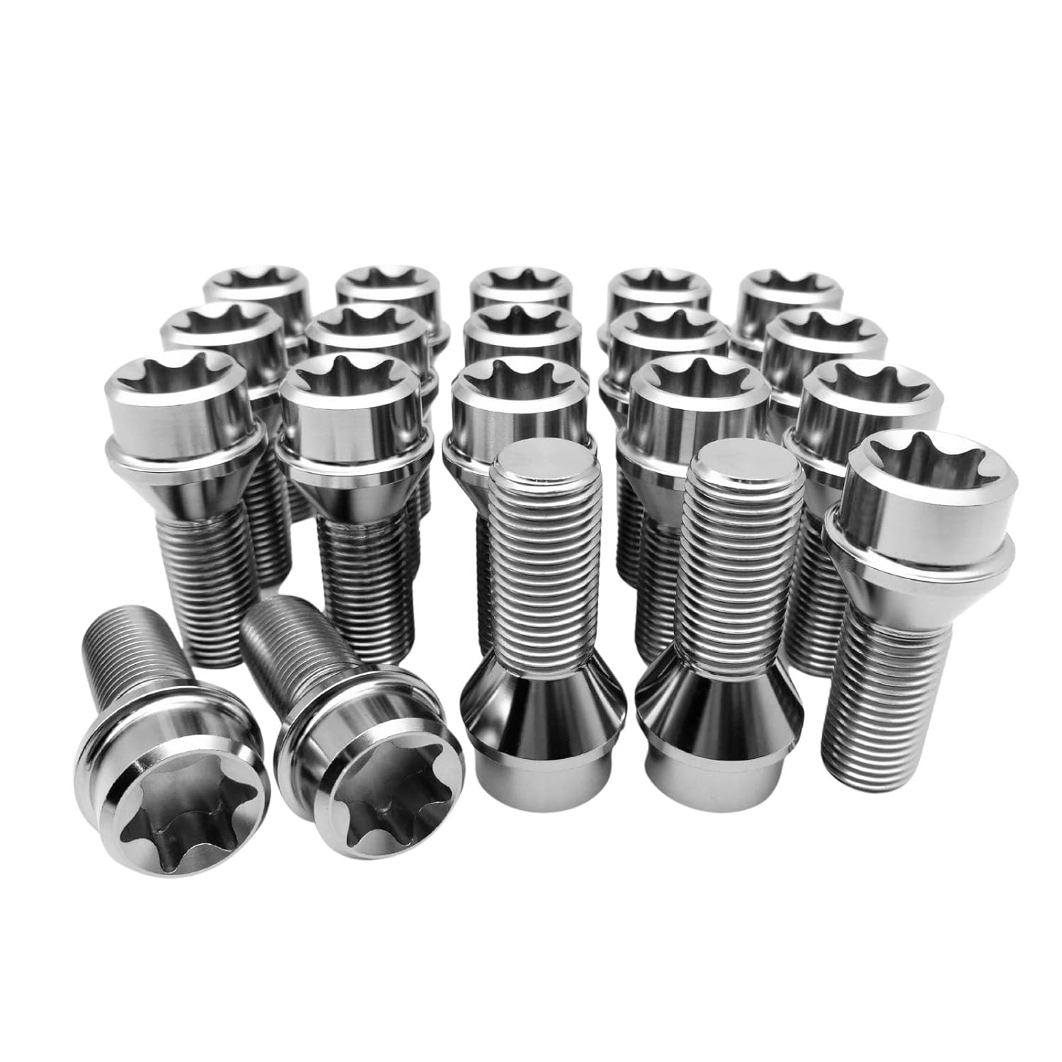 RISON Titanium Wheel Bolts M14x1.25x28mm Titanium Torx Head Lug Bolts 28mm Shank 20Pcs GR5 Aerospace Grade Cone Seat Original Wheel Lug Bolts