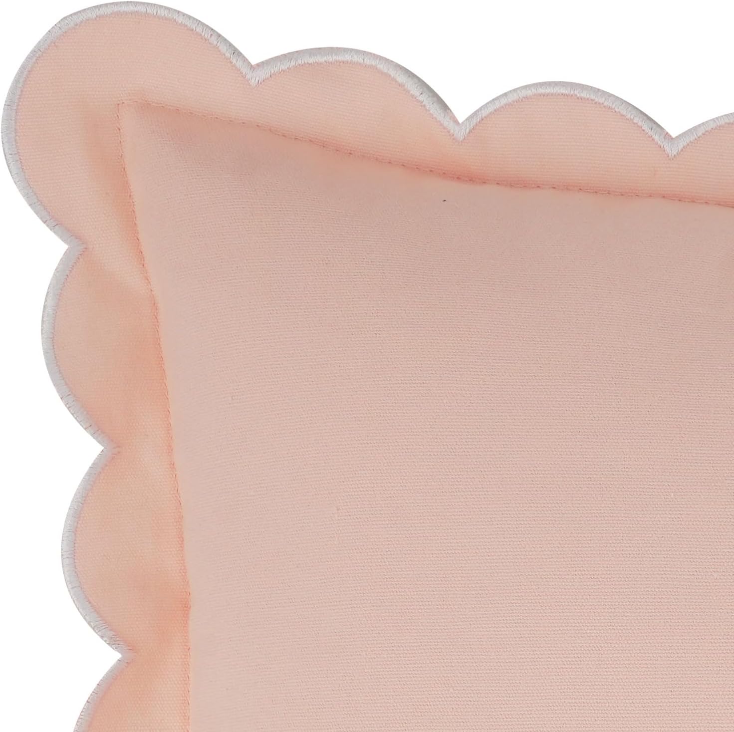 Mrcrypos Peach Pink Scalloped Pillow Covers,Boho Accent Pruffle Throw Pillows 18X18 Set of 2 Pillow Covers Decorative Pink Throw Pillows for Home Living Room Sofa Couch Bed Décor