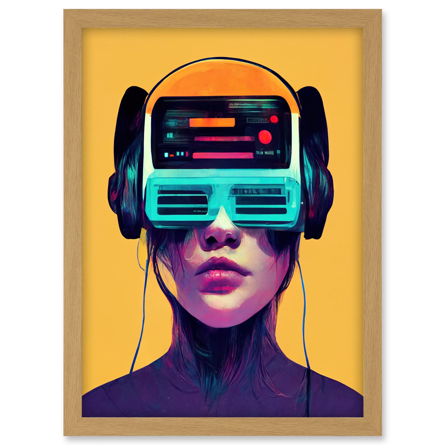 Doppelganger33 LTD The Gamer Streaming VR Headset Retro Futurist Kids Artwork Framed A3 Wall Art Print