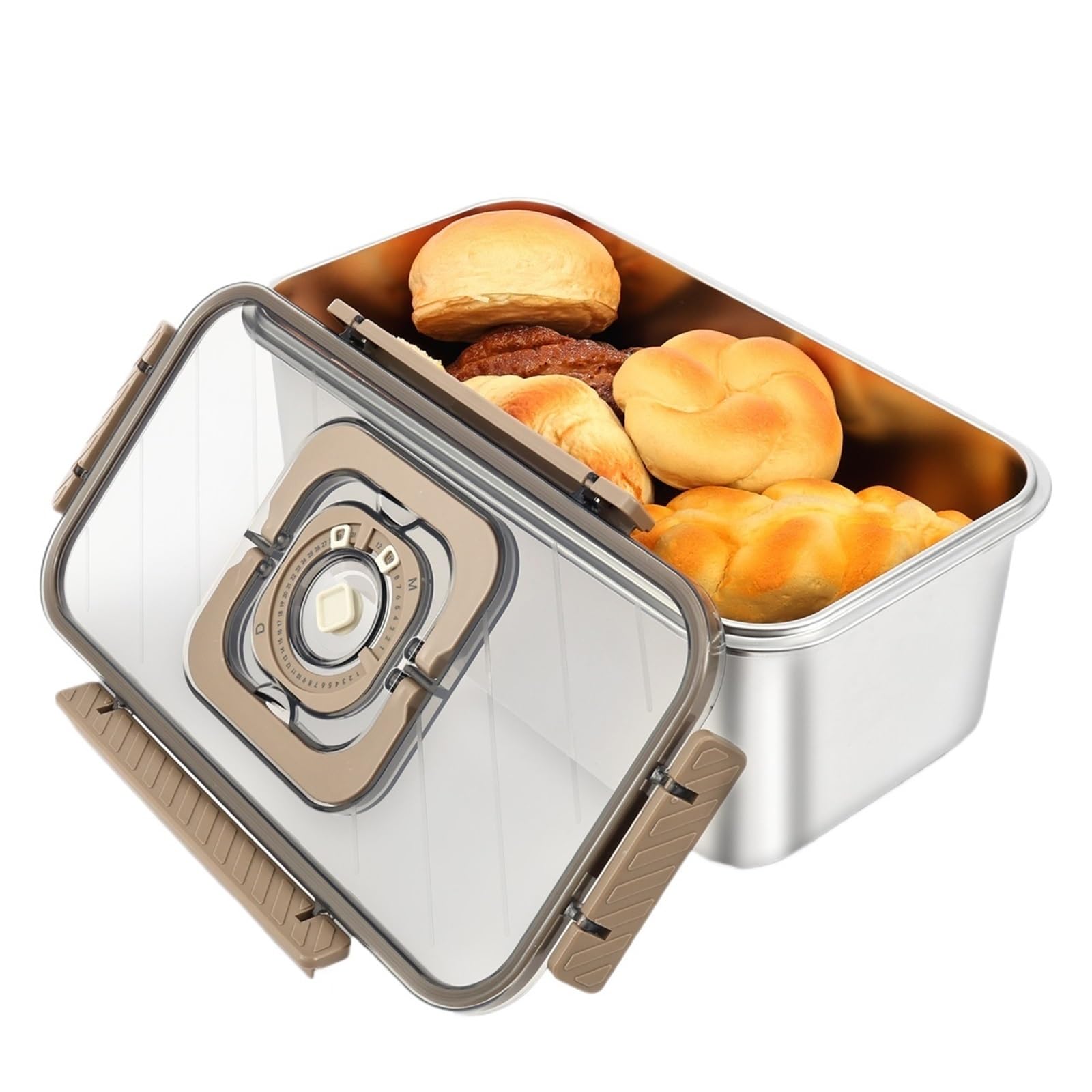 Scatola for pane in acciaio inossidabile da 5,8 litri con maniglia Registrazione del tempo Contenitori sigillati for alimenti Contenitore for pranzo cucina a buffet per Pane