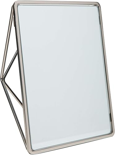 Miniatura 6 de Home Details Espejo de tocador geométrico independiente, horizontal o vertical, uso de maquillaje y afeitado, mesa, cromado