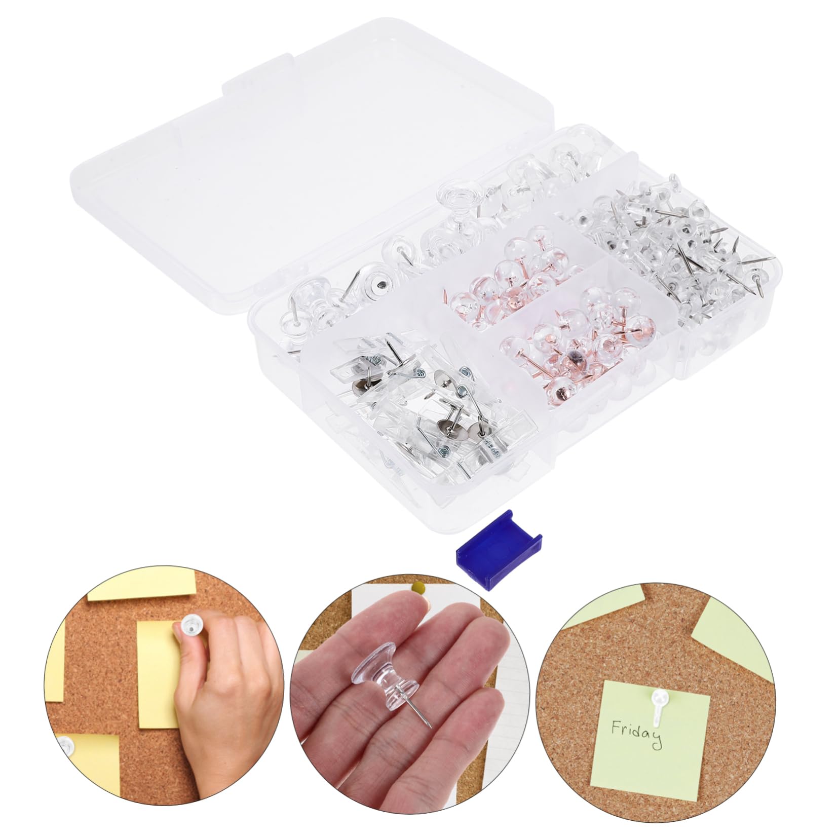 jojofuny 4 Boîtes Broche De Bureau Petite Punaise Carte Bulletin Punaises Couleur Poussineaux De Planche en Liège pour Panneau De Liège Punaise à Usage Quotidien Plastique