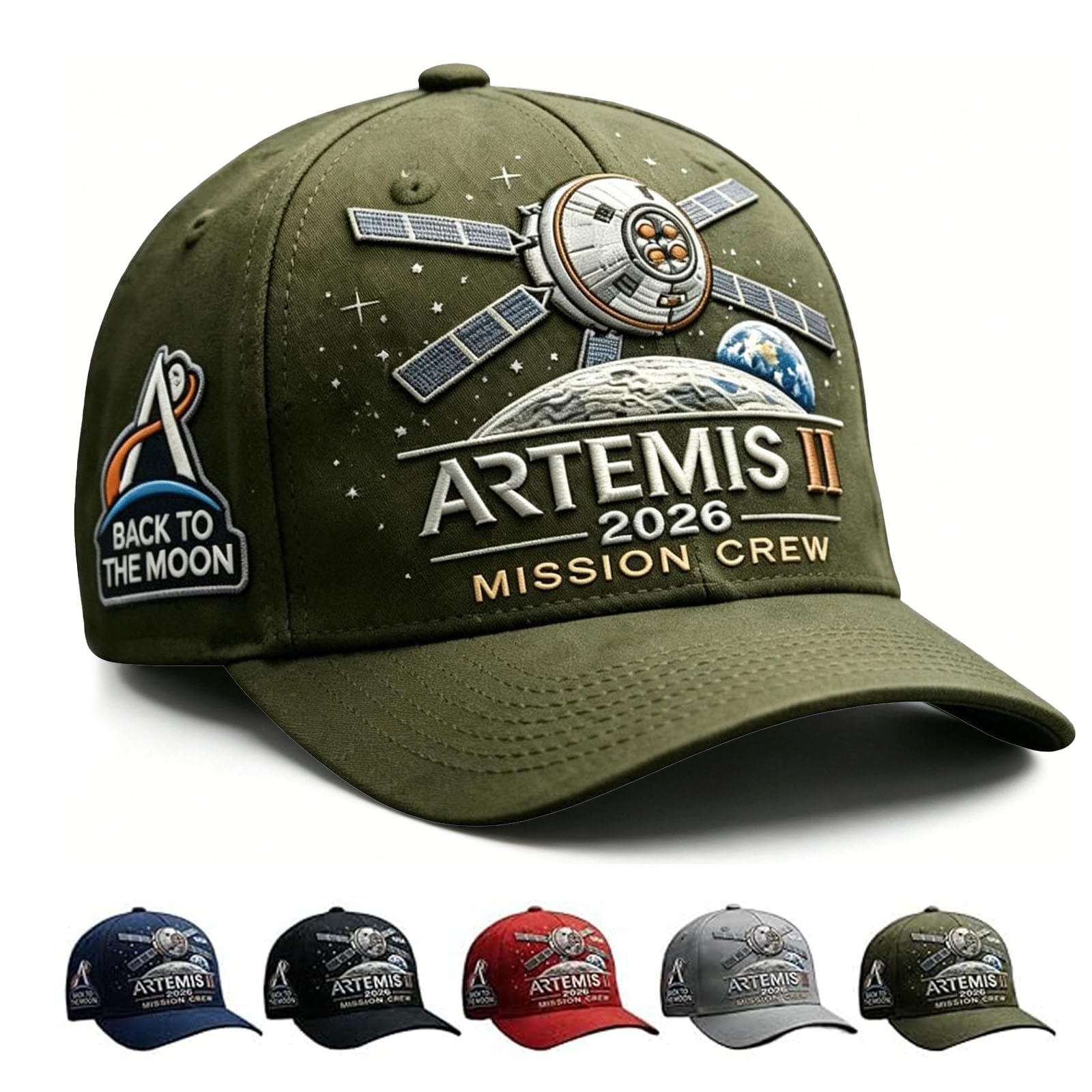Aoukp Unisex Green Artemis Ii Lunar Mission Commemorative Cap, Adjustable Space Exploration Hat For Women & Men (Green)
