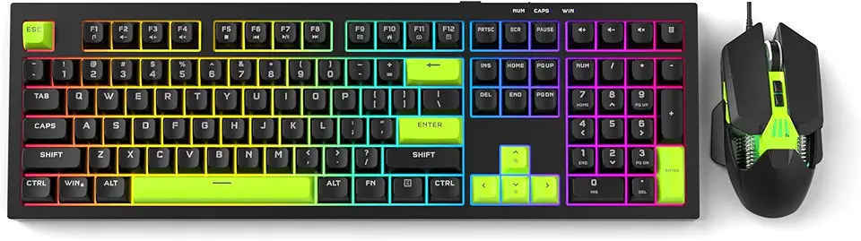 Kit de teclado e mouse de escritório silencioso, teclado com fio de alta relação custo-benefício (verde)