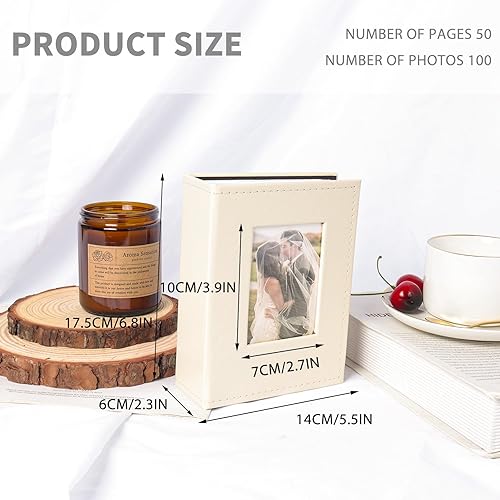 Miniatura 2 de RECUTMS Álbumes de fotos de 100 bolsillos de 4 x 6 pulgadas, página blanca, para niños, niños, familia, libro de fotos de piel sintética, para boda,