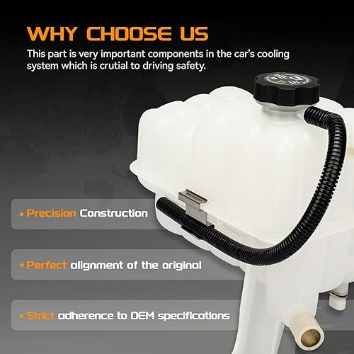 Vista 4 de Tanque de depósito de recuperación de desbordamiento de refrigerante del motor con sensor y tapa compatible con Chevy Silverado 1500 HD Suburban