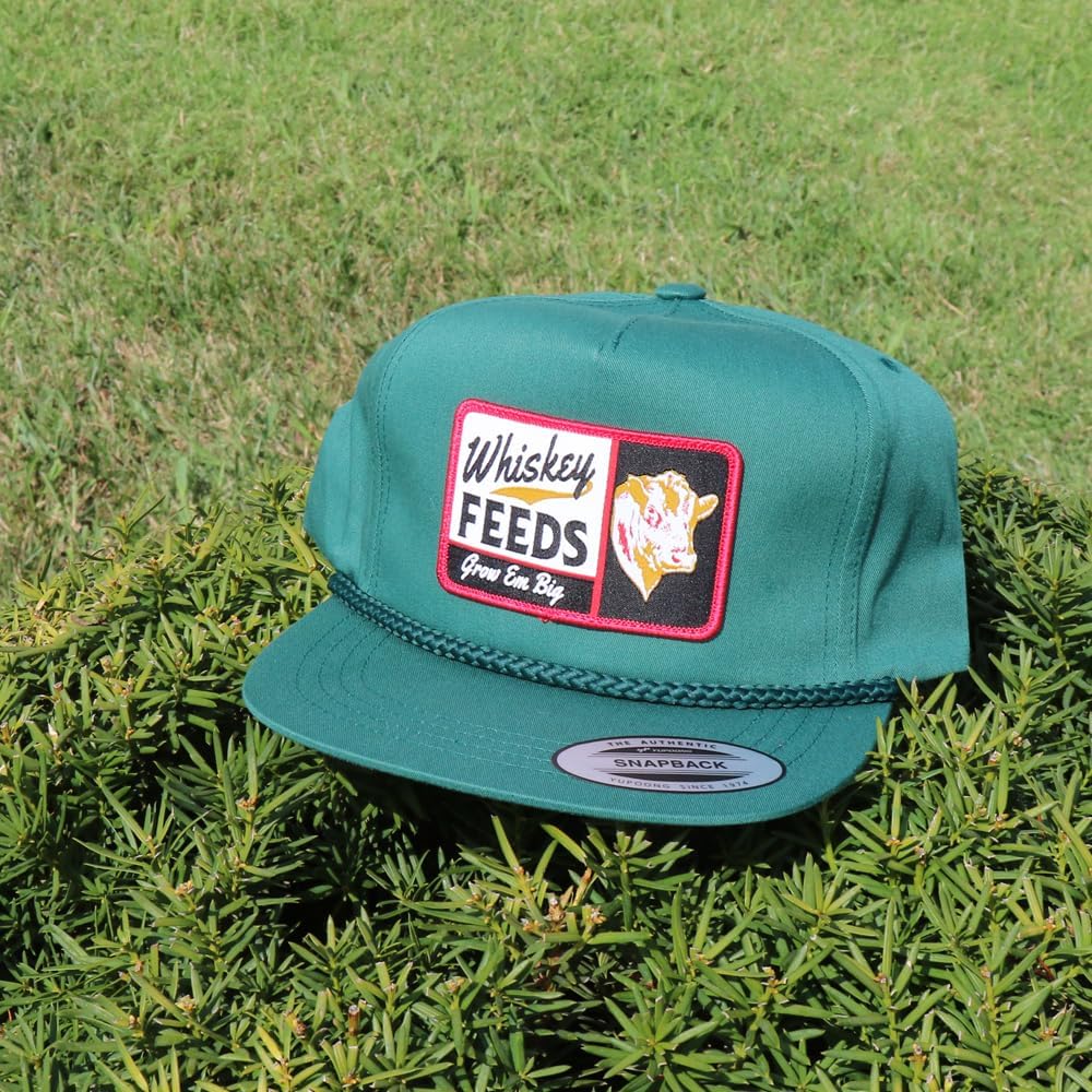 WHISKEY BENT HAT CO. The Grazer, Adjustable Roped Snapback Hat, Green