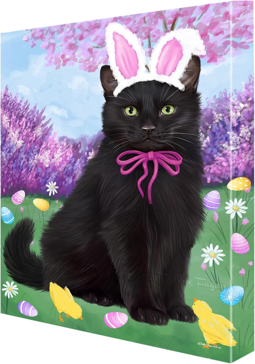 Doggie of the Day Easter with Black Cats Canvas Wall Art - Premium Quality Ready to Hang Room Decor - Flat Rolled 16" x 24"