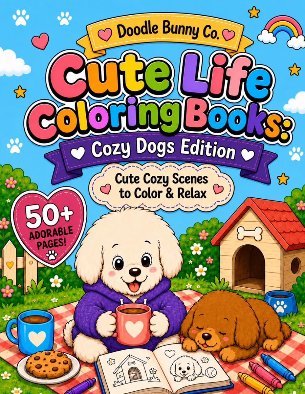 Cute Life Coloring Books: Cozy Dogs Edition: Cute Cozy Scenes to Color & Relax