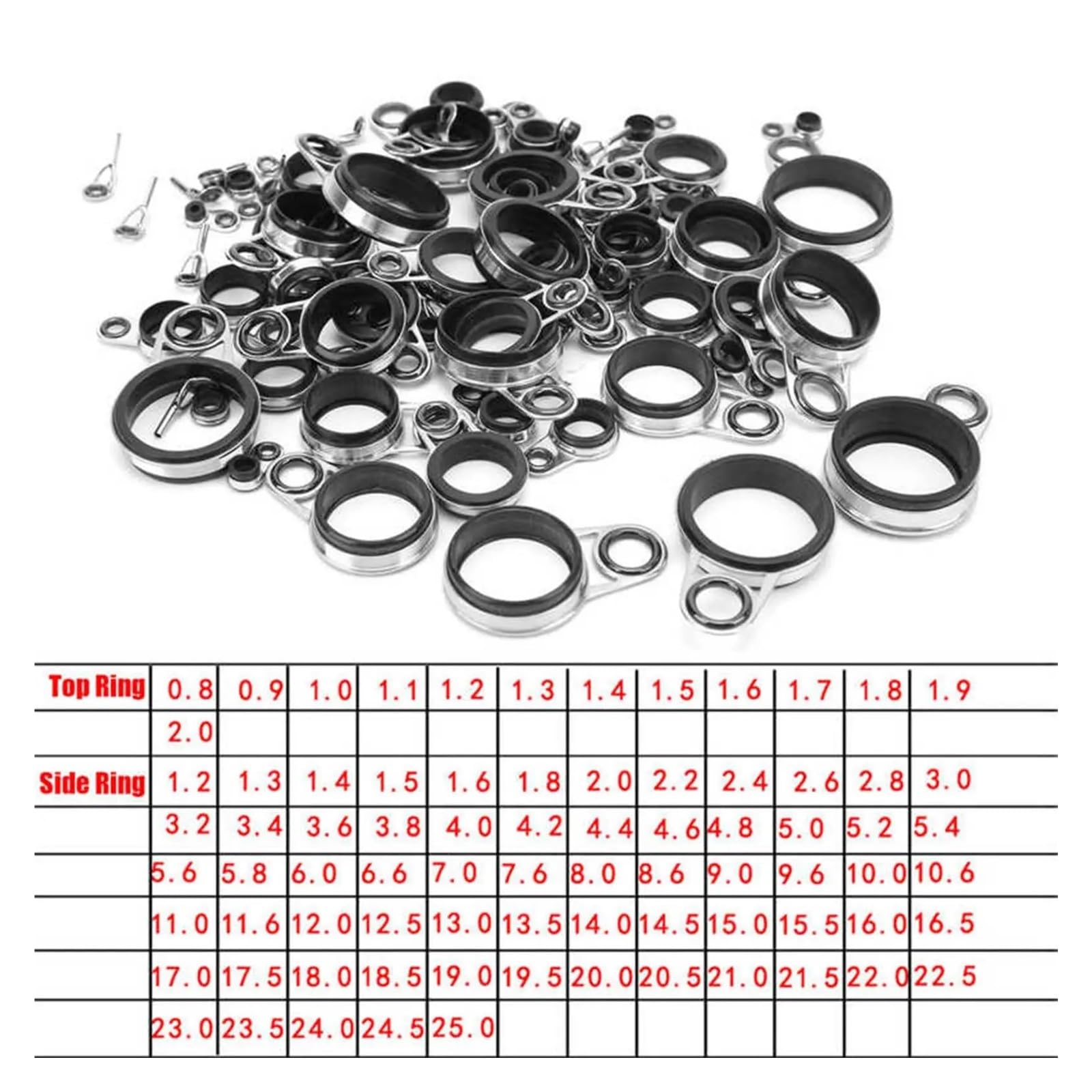 Anelli Canna Da Pesca 33/37/41/49pcs Guide for canna da pesca Anello di linea Set Punta superiore Canna da pesca telescopica Anello for occhi Guide for asta Set Accessori for la pesca