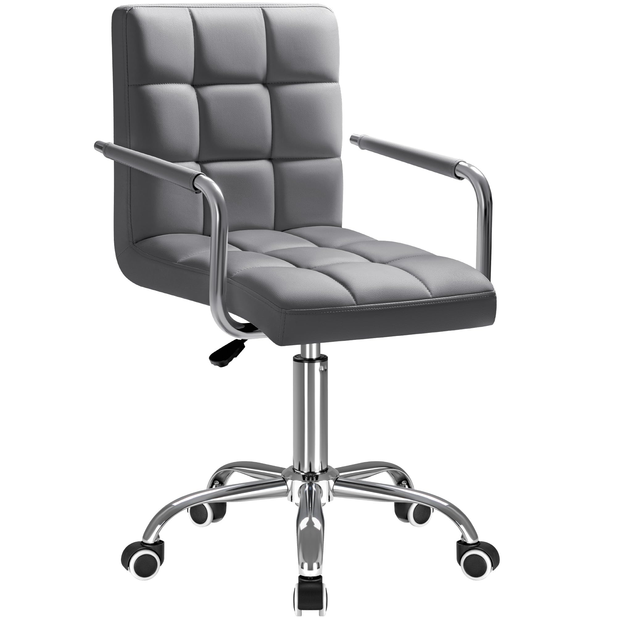 Furmax Vanity Office Chair with Wheels,Makeup PU Leather Executive Chair Modern Adjustable Home Desk Retro Comfortable Work Chair 360 Degree Swivel