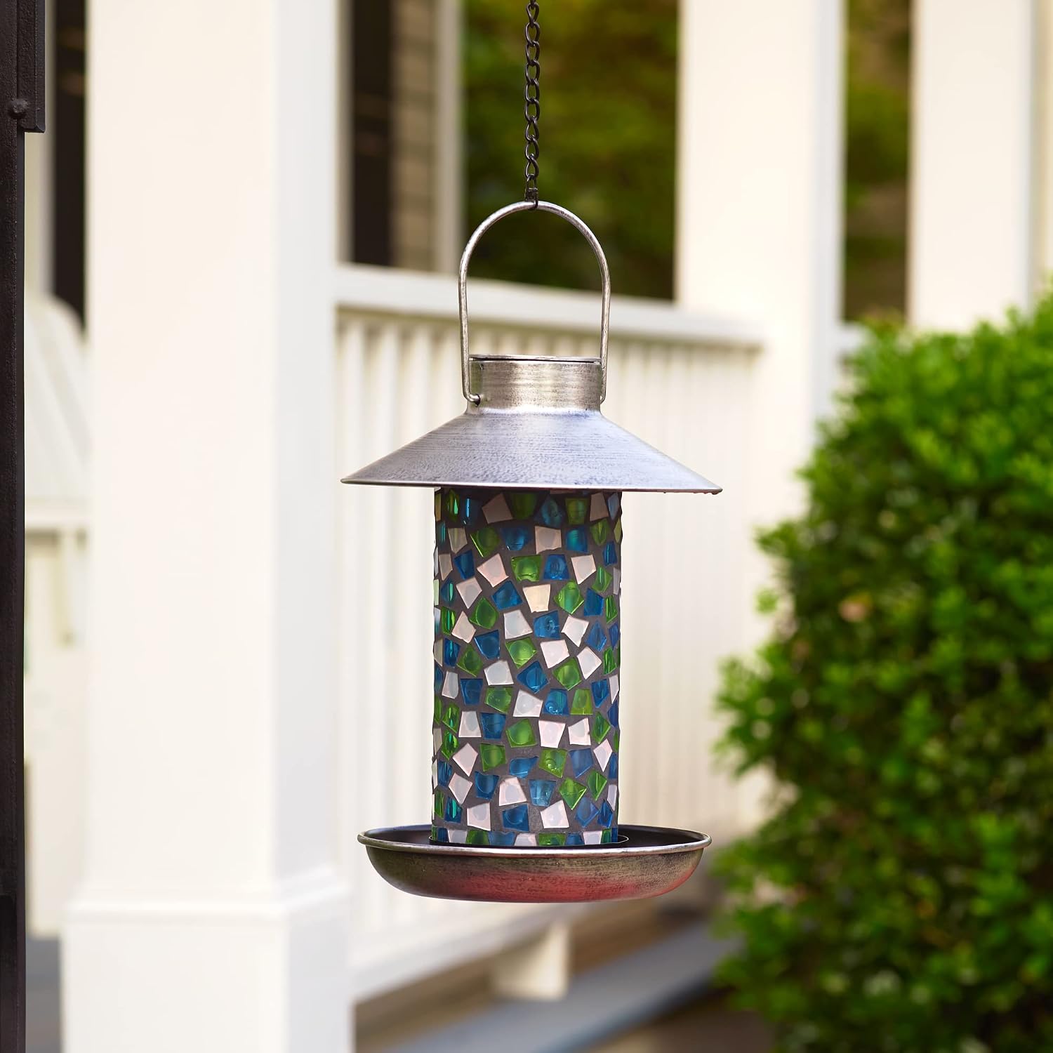 Smart Solar Adelie Mosaic Glass Solar-Powered Bird Feeder