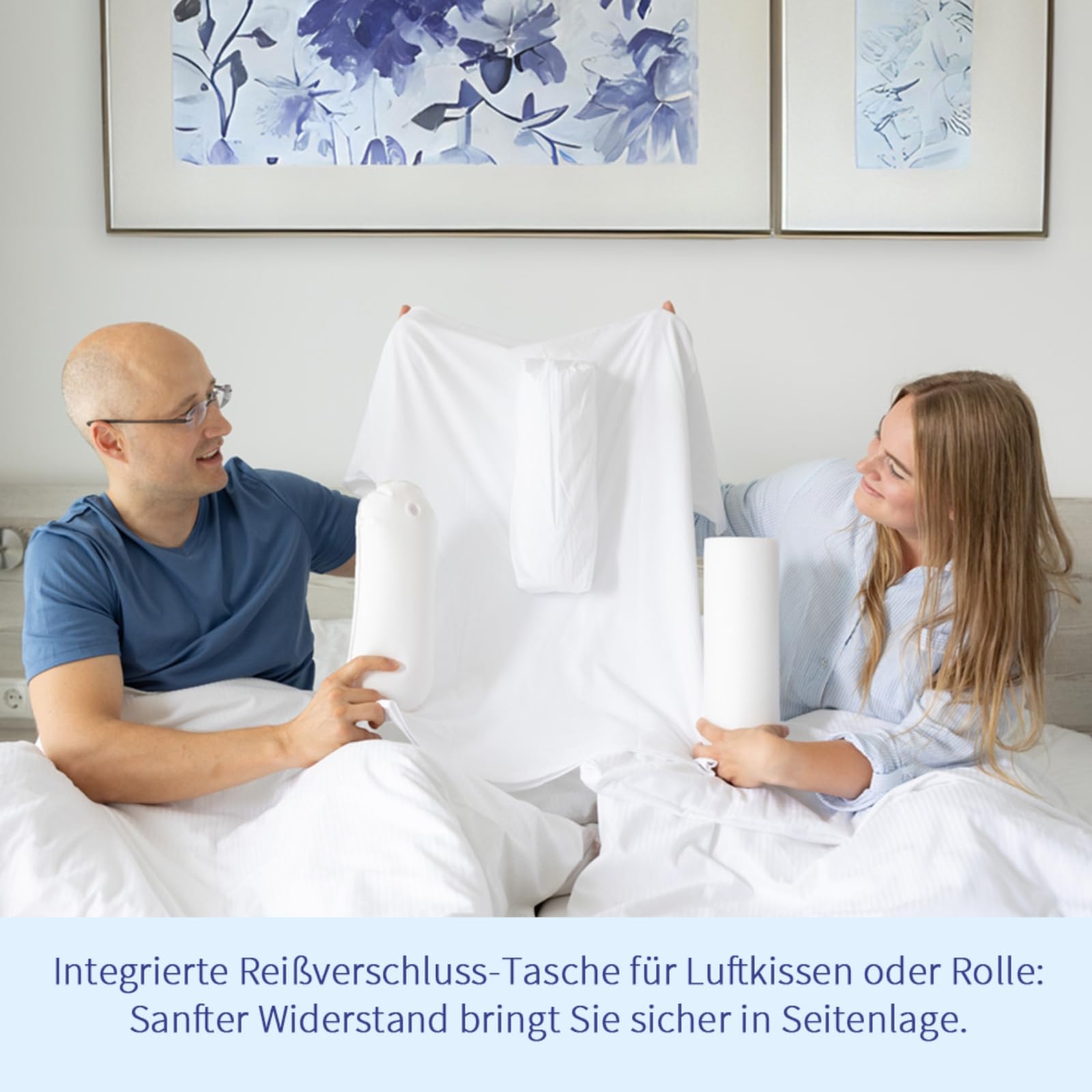 Anti-Schnarch-Shirt somnipax Standard mit Hartschaum-Rolle, 100% Bio-Baumwolle, Hilfe bei CPAP-Therapie, gegen Schlafapnoe + Schnarchen, für Männer [L]