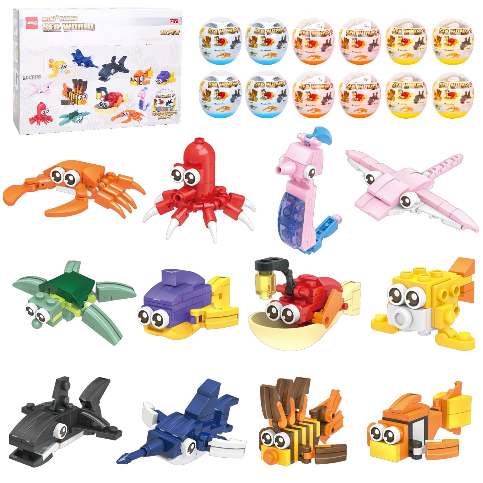 海子様 リクエスト 5点 まとめ商品 Amazon.co.jp: 海の動物 ミニビルディングブロック 12個 卵入り