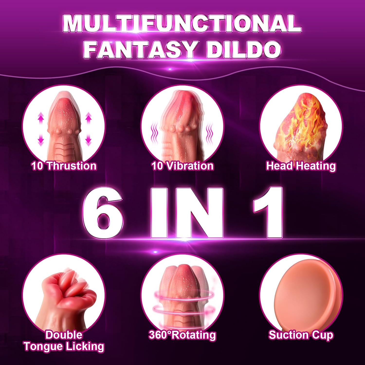 Sex Toy Thrusting Dildo Vibrator, Realistic Suction Cup Dildos Penis Vibrators with Remote 10 Thrusting Swinging & Vibrating Modes, 10.2" Heating Licking Upgrade Silicone Adult Sex Toys for Women