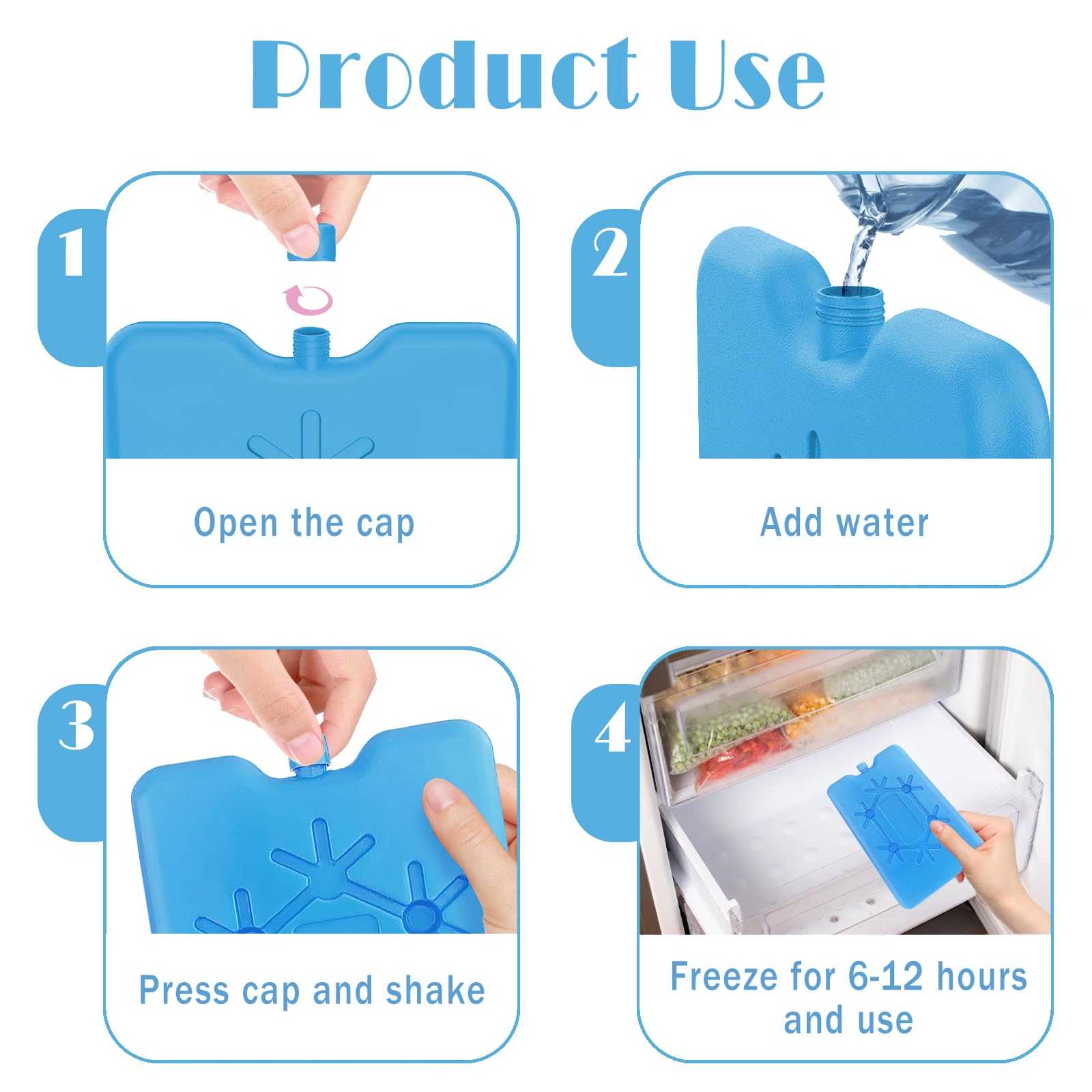 Set di 4 Ghiaccio per Borsa Termica, Elementi Refrigeranti, Borsa Frigo Possono Essere Utilizzati per Mantenere Il Cibo Fresco, Adatti per La Scuola e l'Uso All'Aperto (Blu-Rosso)