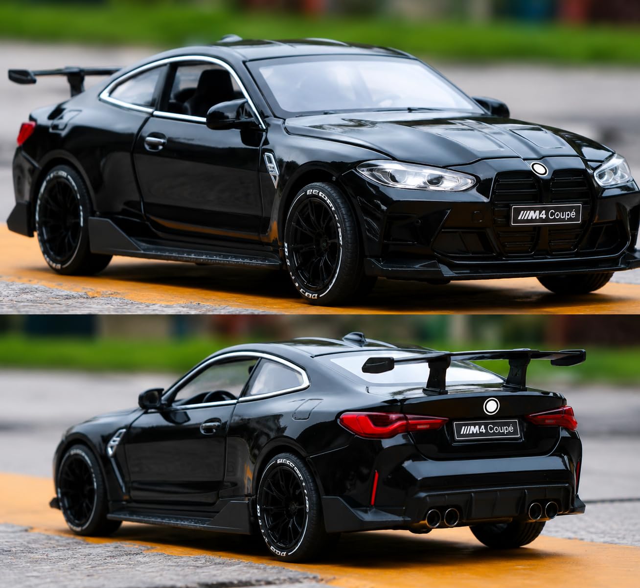 Invite 1:32 Diecast Model Alloy B-M-W M4 Metal Pull Back Car with Sound Light, Openable Doors, Toy Vehicles for Kids Gift, car for Kids [Black-Color] — Amazon image 3
