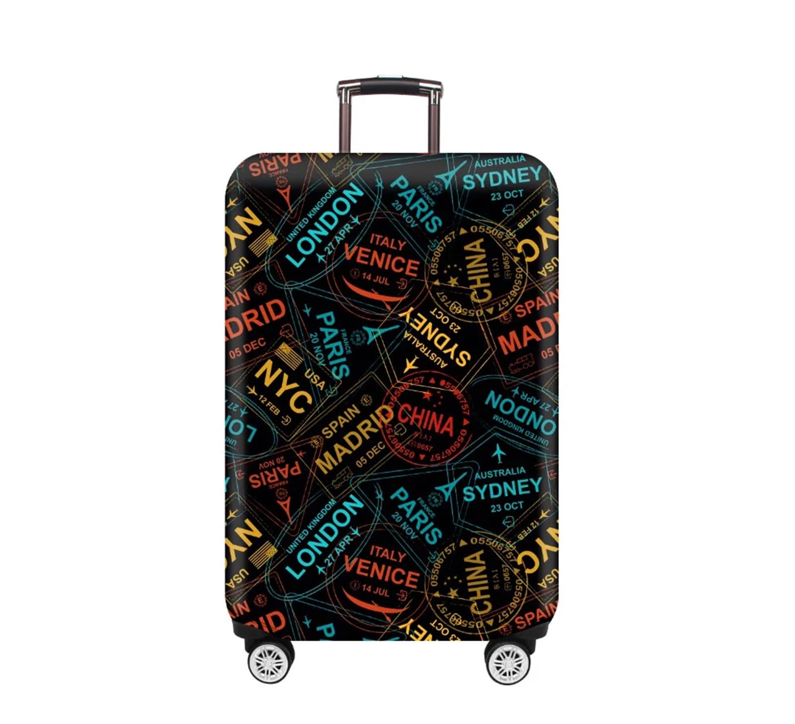 KofferhüLle 2 stücke Dicke Elastische Cartoon Gepäck Schutzhülle Zipper Anzug Tasche Koffer Abdeckungen Trolley Abdeckung Reise Zubehör(Travel Footprint,M 22-24 inch)