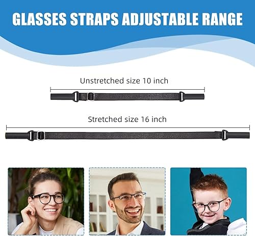 Miniatura 2 de Adjustable Glasses Straps - 3 Pcs No Tail Adjustable Eyewear Retainer Glass Straps for Men, Women, Kids Eyelasses, Sunglasses Negro