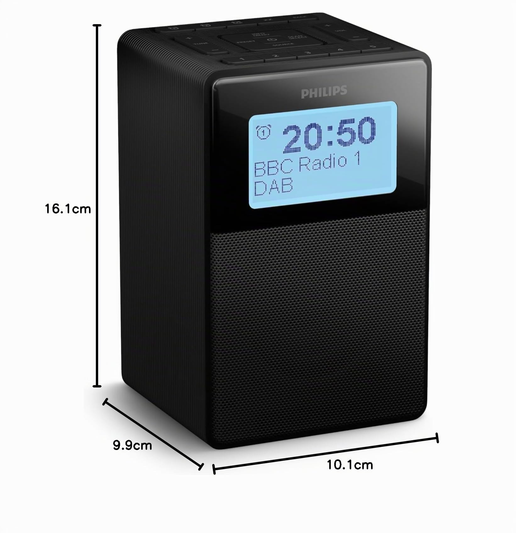 Philips TAR5100 Radio Dab/FM con Reloj Resistente a Las Salpicaduras con Bluetooth, A Base de Material PCR sostenible