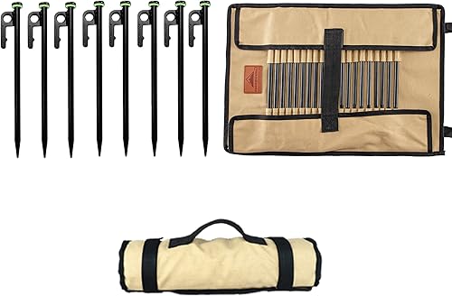 Campingmoon - 8 estacas de acero al carbono de 7.87 pulgadas con revestimiento negro S45C con bolsa de almacenamiento