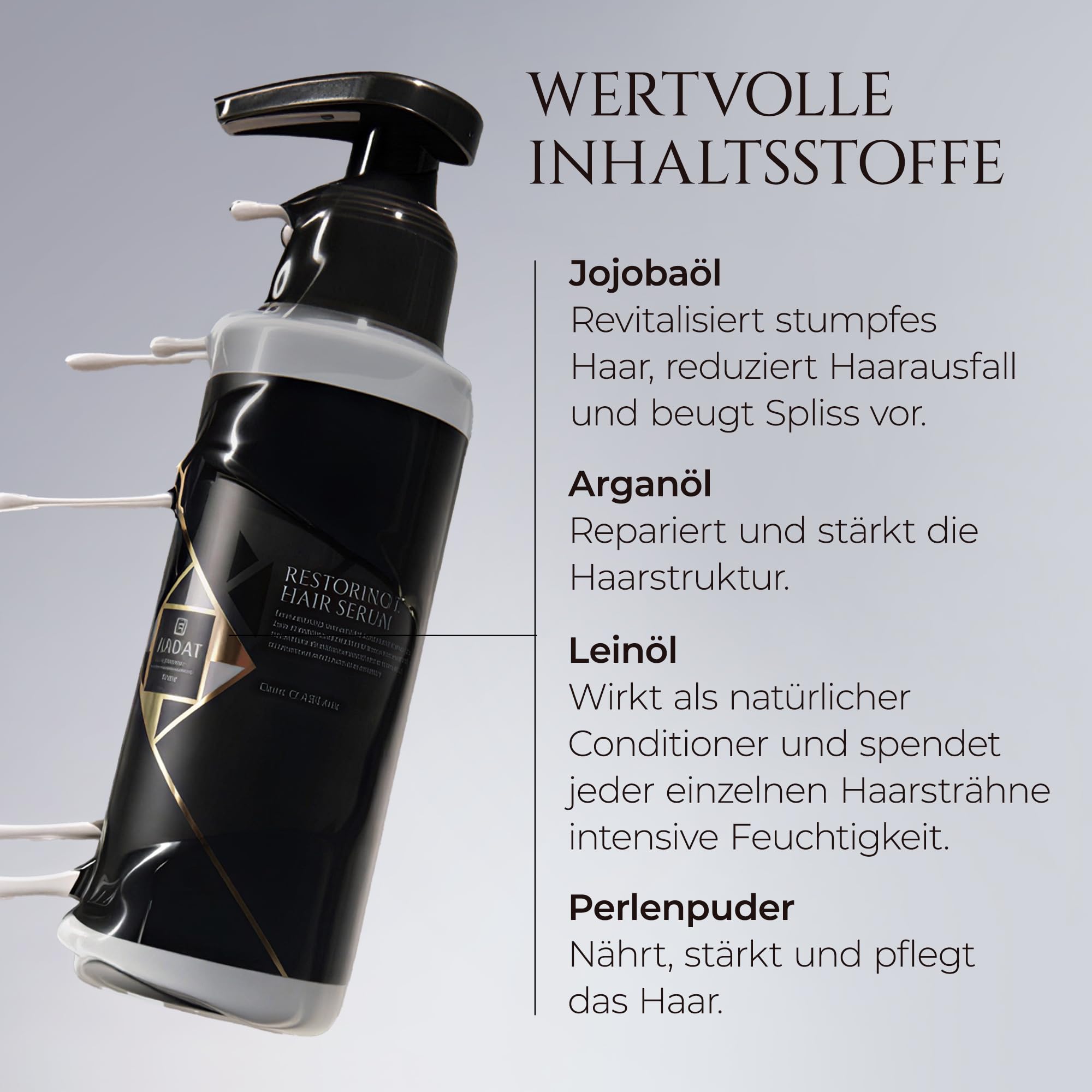 HADAT RESTORING PEARL HAIR SERUM Leave In Haarserum für Trockenes und Geschädigtes Haar, Spliss Pflege, Frizz Kontrolle, Glättendes Styling Finish mit Argan und Jojoba Öl,120 ml