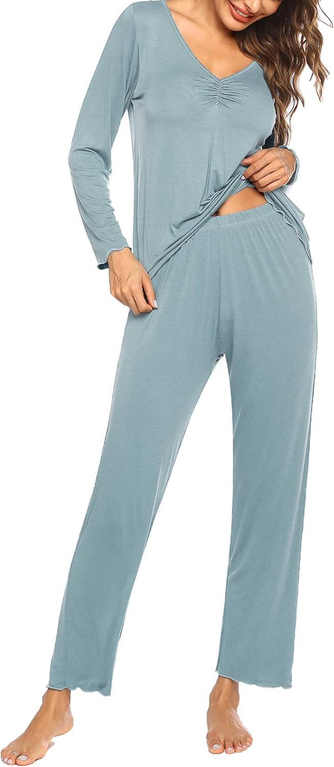 Ekouaer Womens Pajama Sets 2 Piece Lounge Set Fall Winter Pajamas Long Sleeve Pjs Top and Pants Soft Pj Sets Loose Sleepwear - Image 2