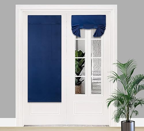 PI Cortina opaca para puerta francesa, cortina de privacidad con aislamiento térmico con velcro para puerta de cristal, puerta delantera, puerta