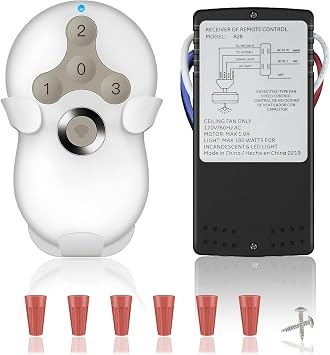 Universal Ceiling Fan Remote Control Kit, 3-Speed Fan and Dimmer Light Control, Easy DIY Install, Replacement for Hunter Hampton Bay Harbor Breeze Litex and More Brands Models 99122, 99123, 99600