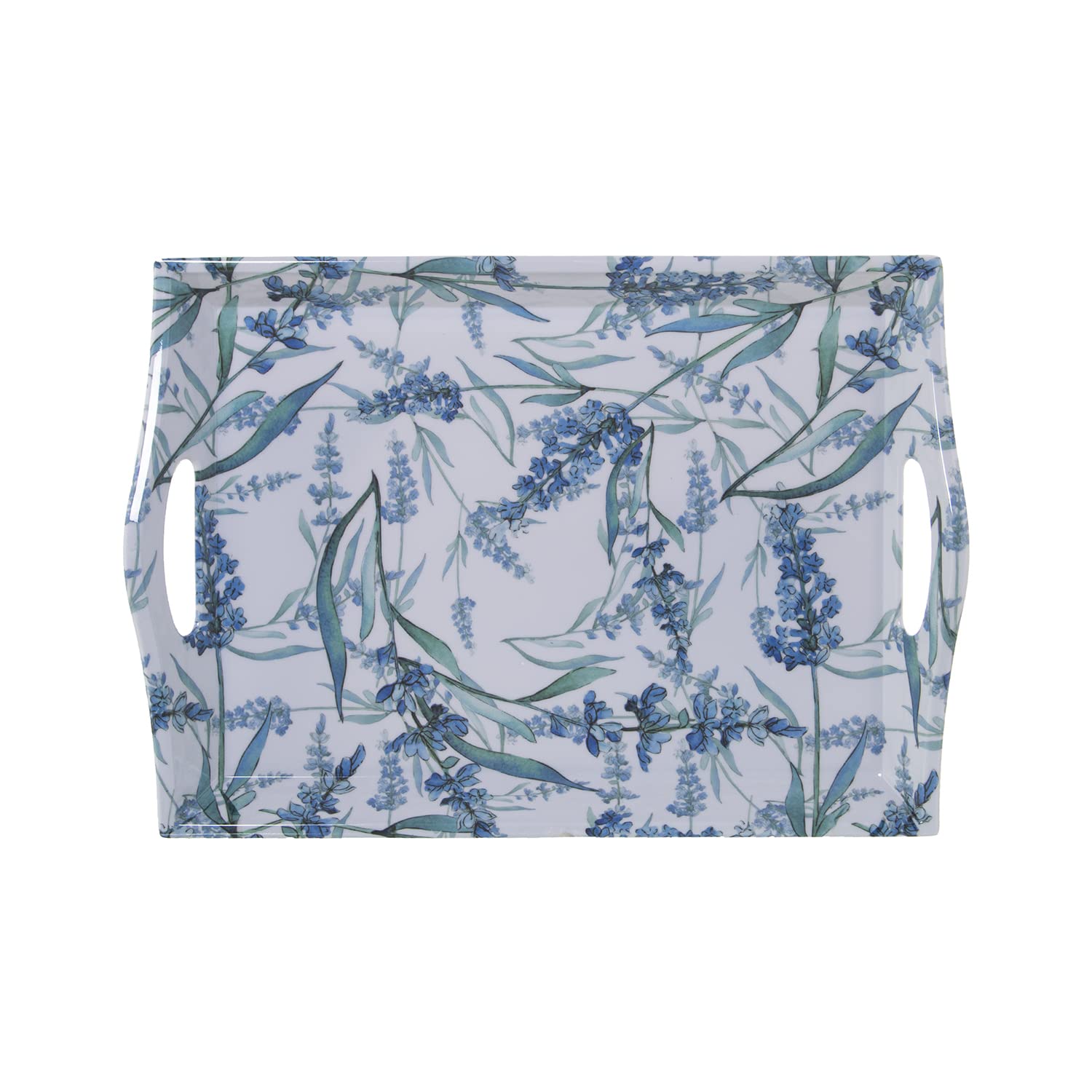 Metalen Dienblad blauw met Bloemen Print - Rice - KunstZinnig Kado- en Woonwinkel