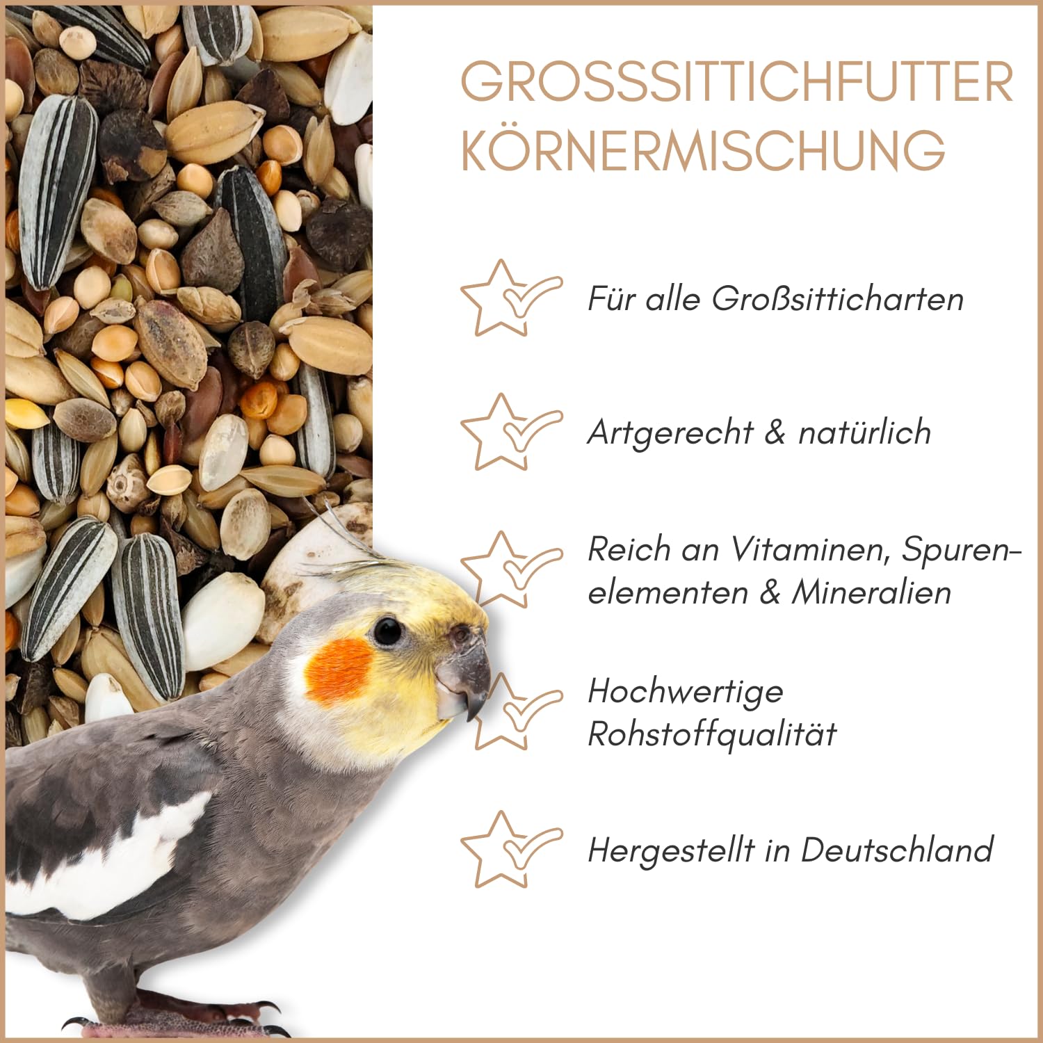 Supravit Großsittichfutter 25 kg - Körnermischung für Großsittiche - Großsittich Vogelfutter mit Sonnenblumenkerne - Körnerfutter für Sittiche - enthält wichtige Nährstoffe & Mineralien